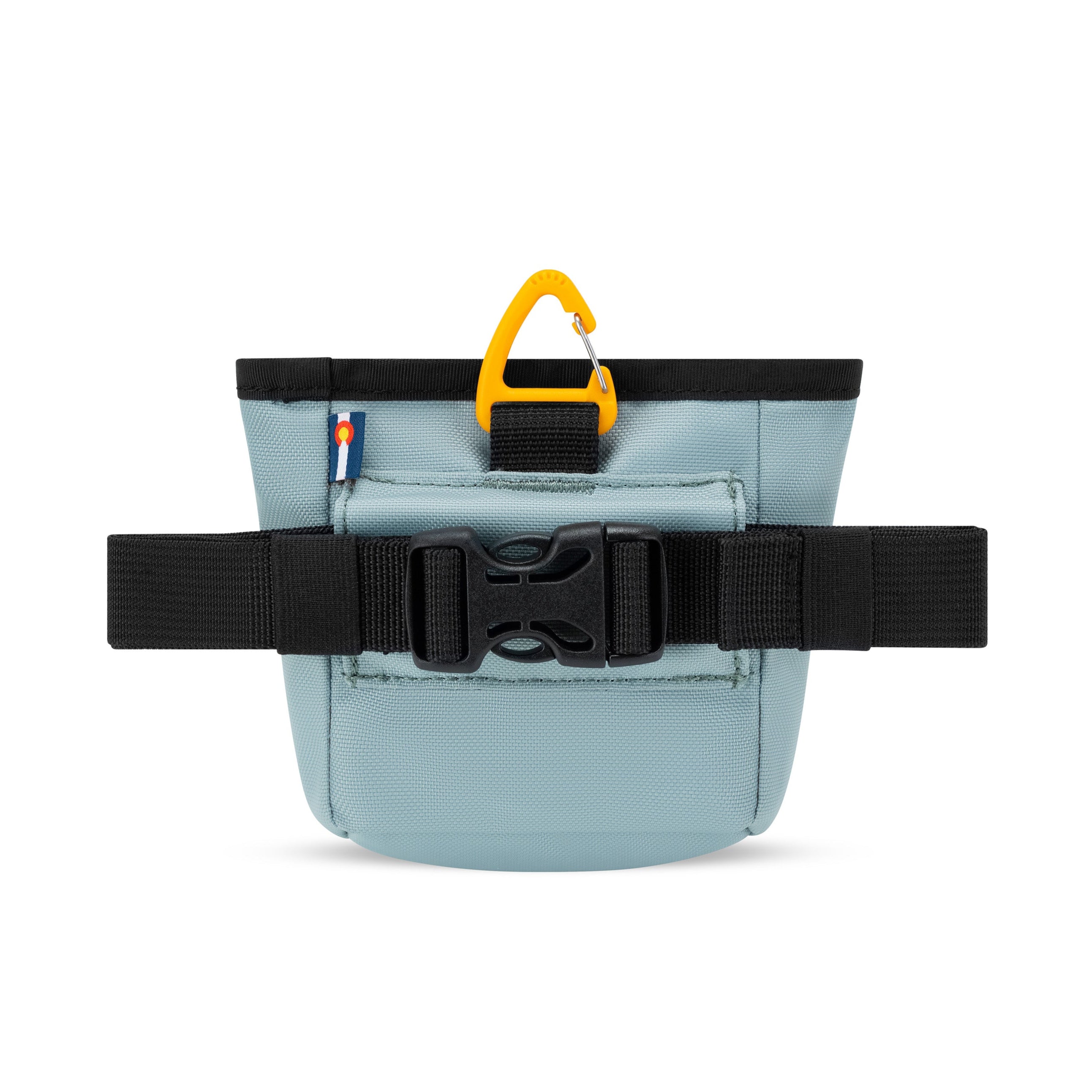 Back view of the Goodie Treat Bag by OllyDog in St. Lucia. The dog training pouch comes with a removable belt strap with a plastic buckle and a convenient clip to attach the treat pouch anywhere. #color_st. lucia