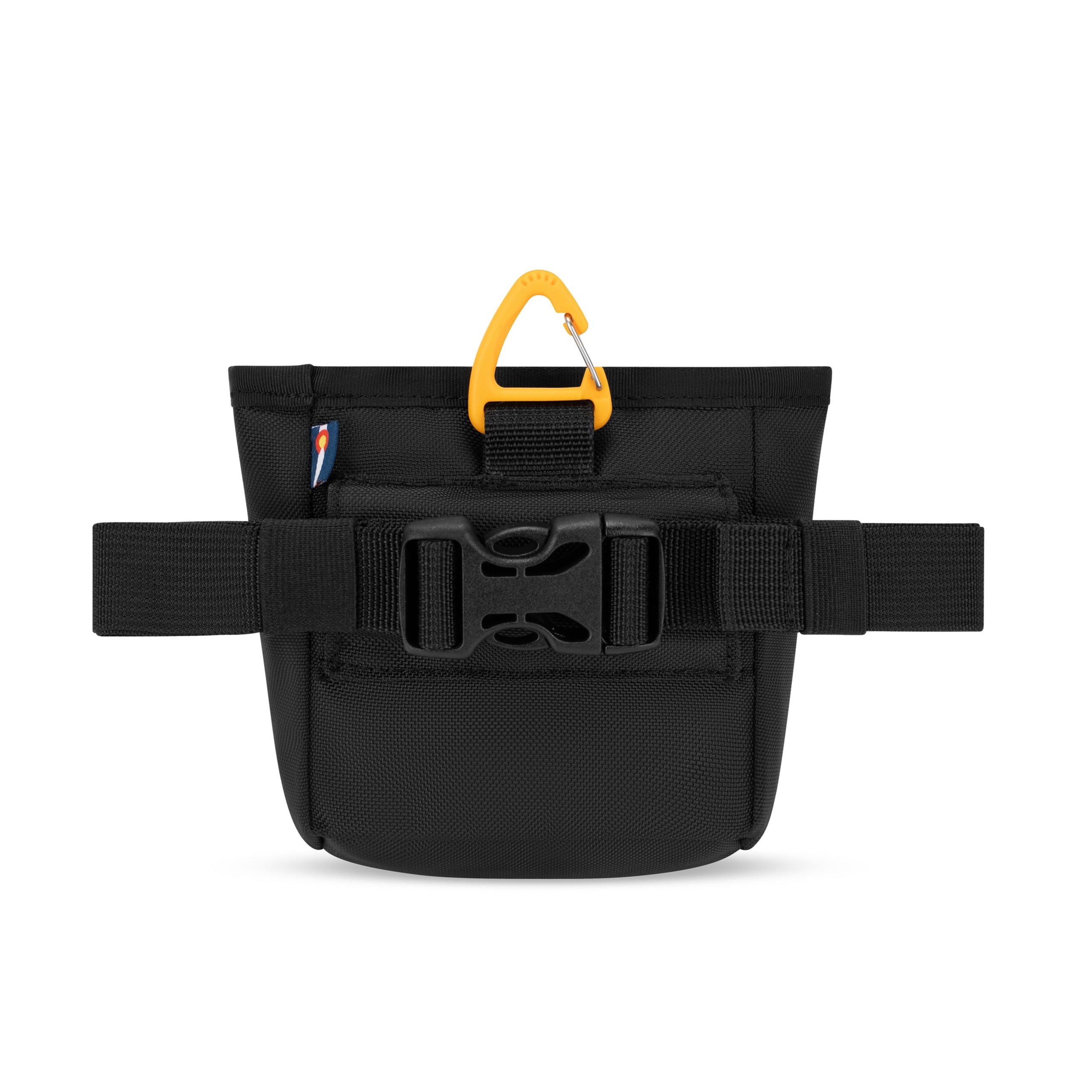 Back view of the Goodie Treat Bag by OllyDog in Raven S'25. The dog training pouch comes with a removable belt strap with a plastic buckle and a convenient clip to attach the treat pouch anywhere. #color_raven s'25