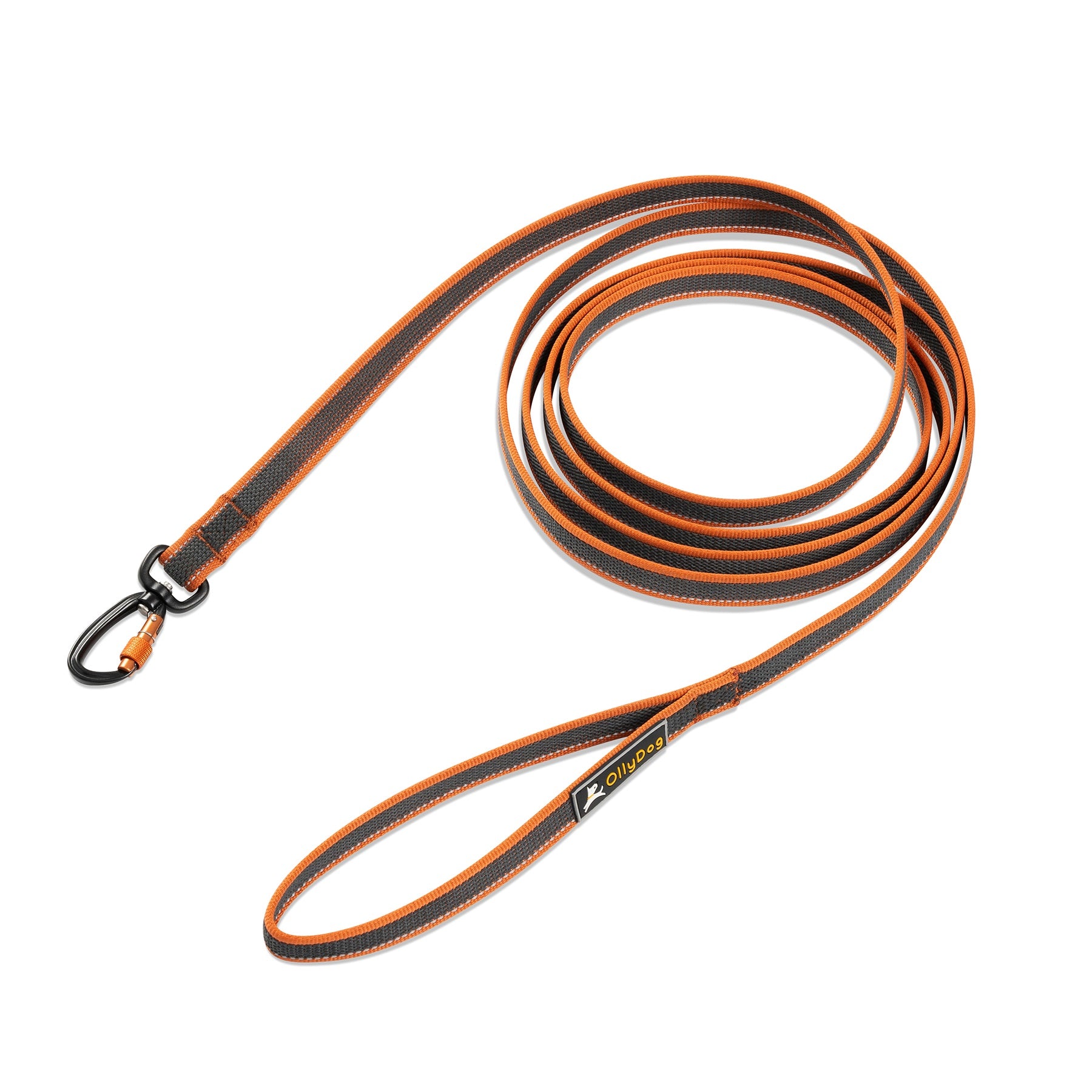 OllyDog Rubber Grip Reflective Dog Leash in Clay Orange - Durable 119" leash with aluminum carabiner for enhanced nighttime visibility #color_clay