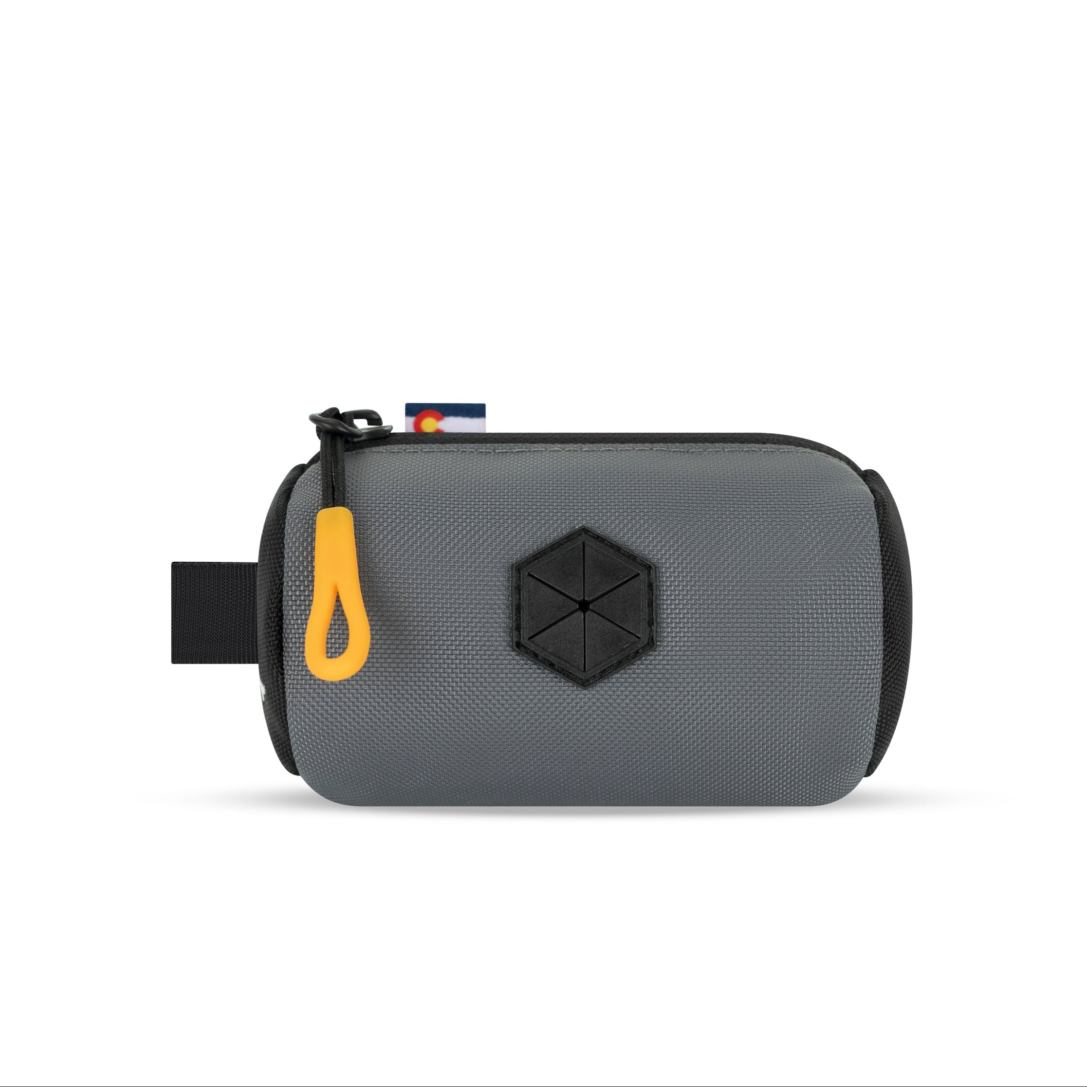 Front view of the OllyDog Scoop Pick Up Bag in Castle Rock color featuring zipper closure and durable recycled fabric #color_castle rock