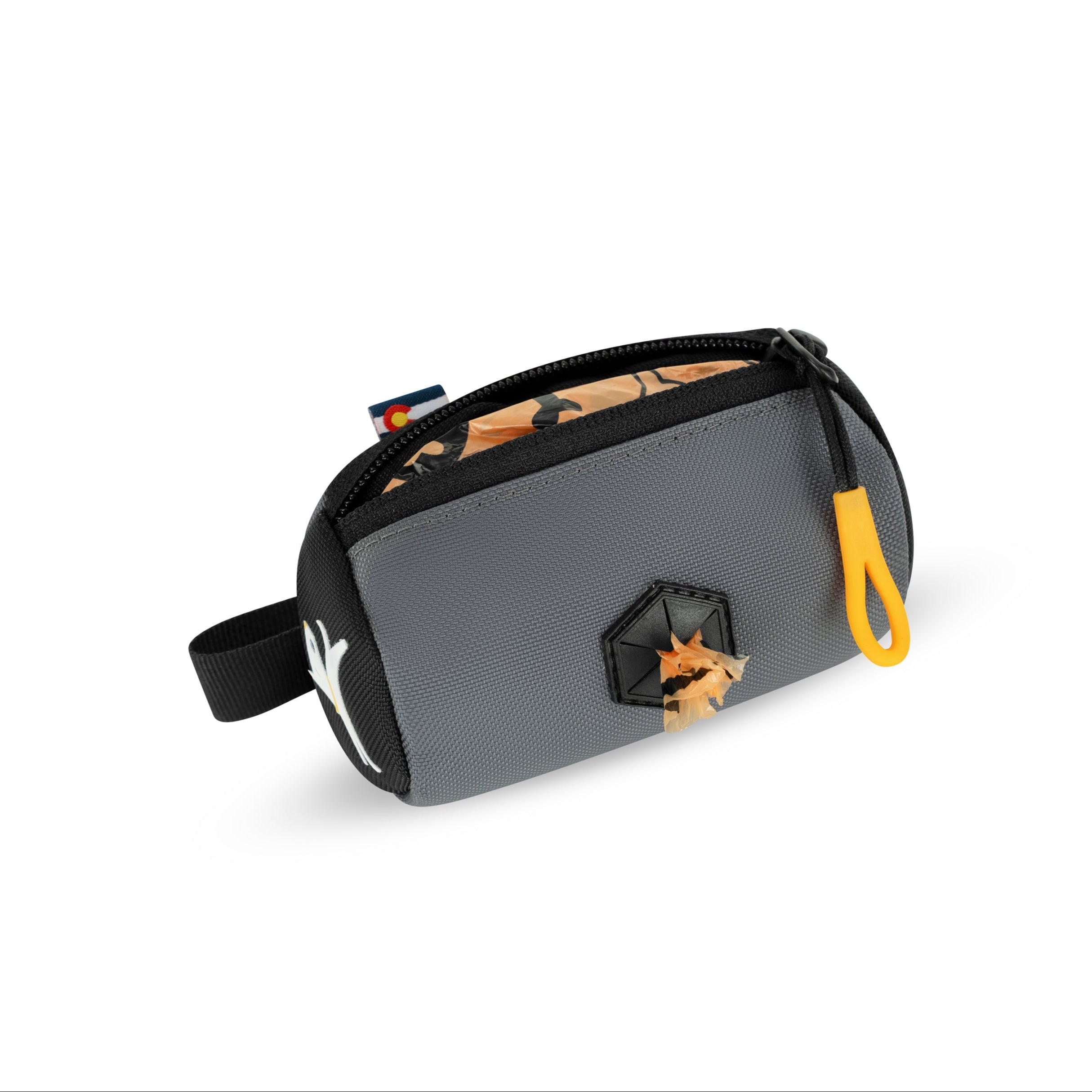 Interior view of the OllyDog Scoop Pick Up Bag in Castle Rock color showing waste bag roll ready for dispensing #color_castle rock