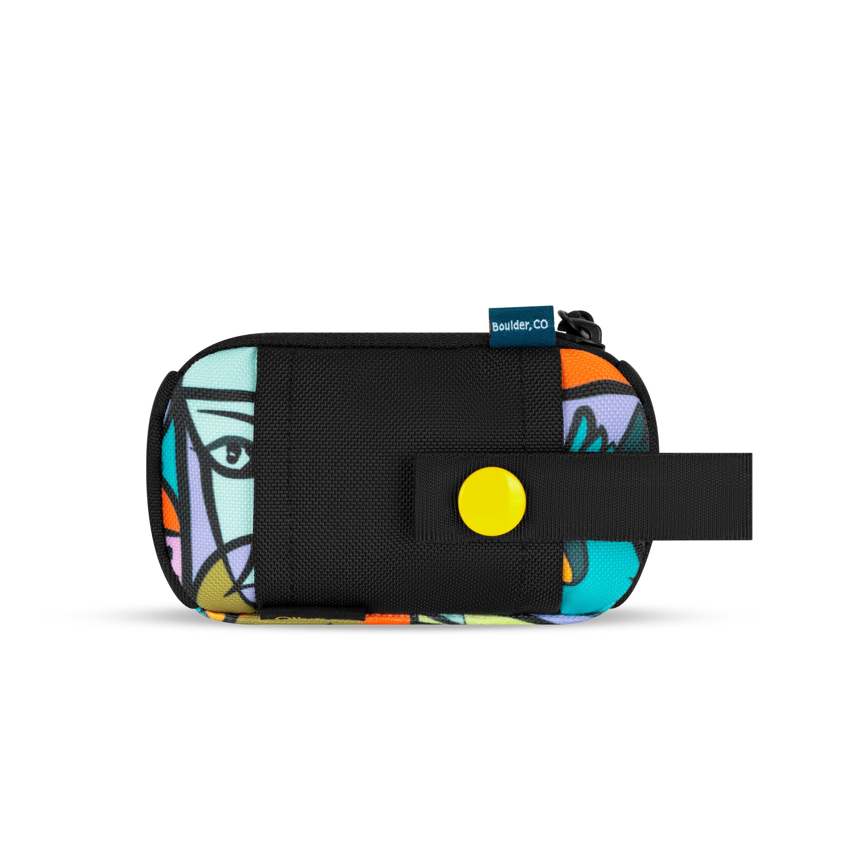 Back view of the OllyDog Scoop Pick Up Bag in Cloud9 pattern featuring snap closure and secure leash attachment loop #color_cloud9