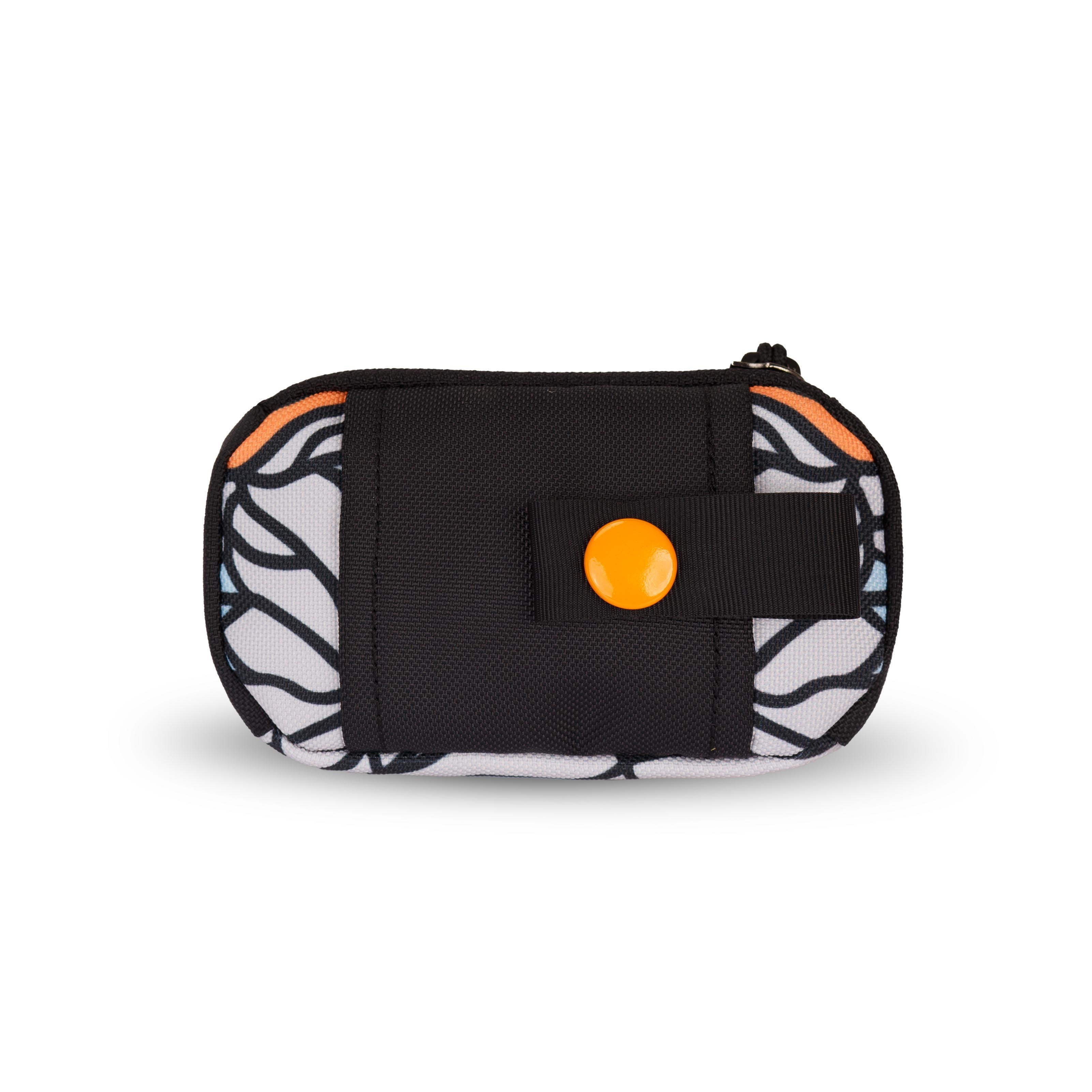 Back view of the Scoop Pick Up Bag in Bloom. This doggy waste bag holder features a snap button for easy attachment to a leash or any location, serving as a practical poop bag dispenser for dog owners. #color_bloom