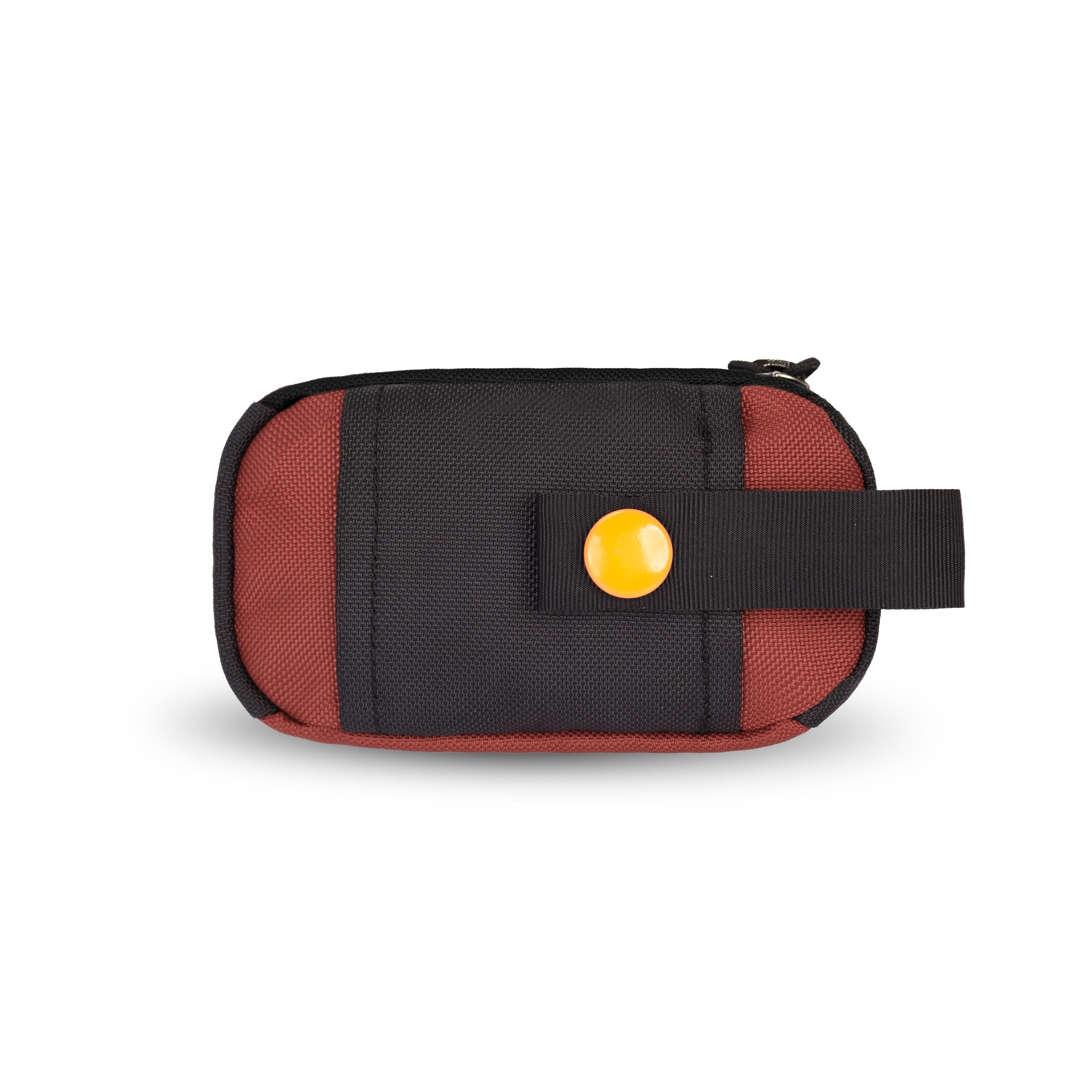 Back view of the Scoop Pick Up Bag in Cider. This doggy waste bag holder features a snap button for easy attachment to a leash or any location, serving as a practical poop bag dispenser for dog owners. #color_cider