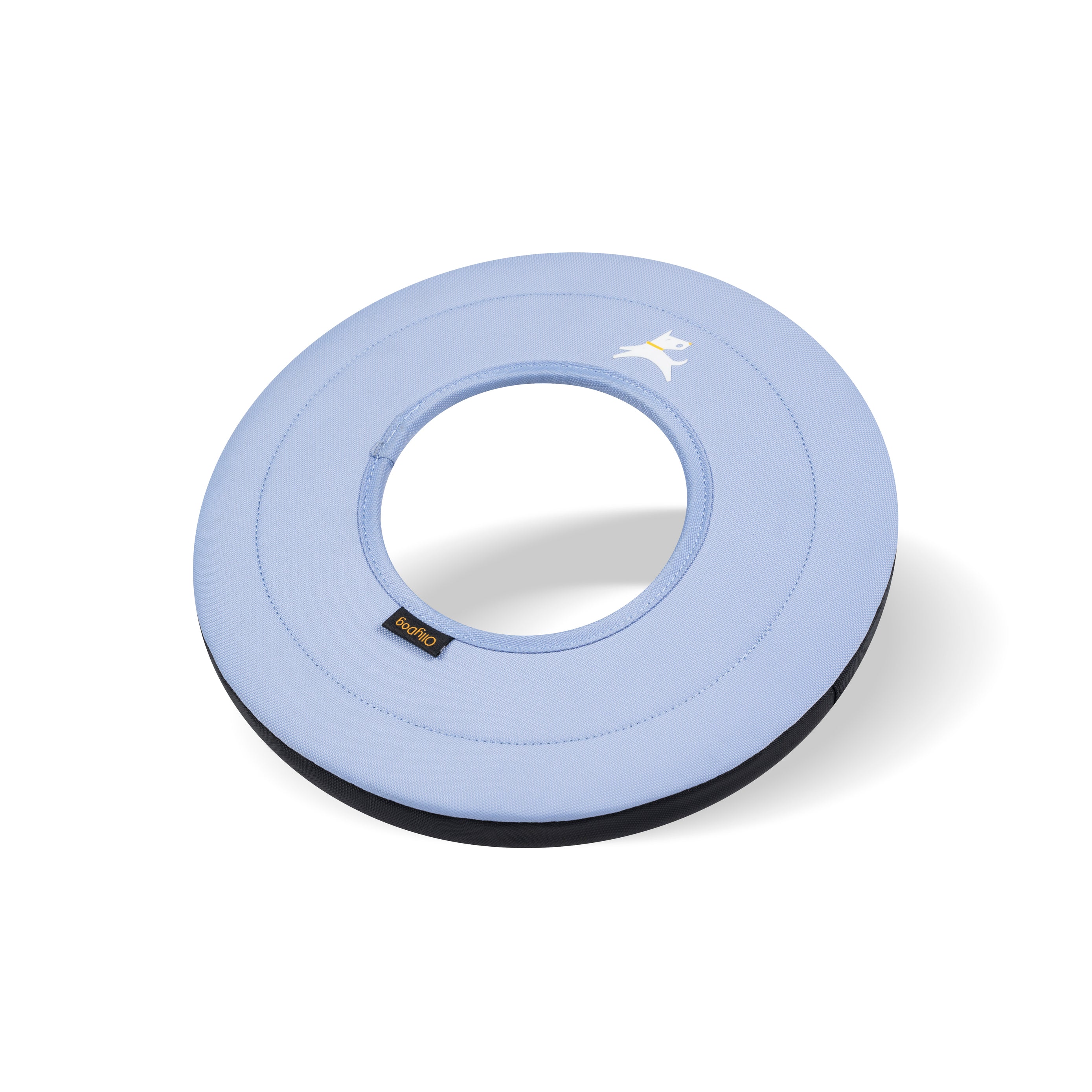 Side view of the OllyDog Super Flyer in Blue Heron color, a soft floating frisbee toy for dogs made from recycled plastic bottles #color_blue heron