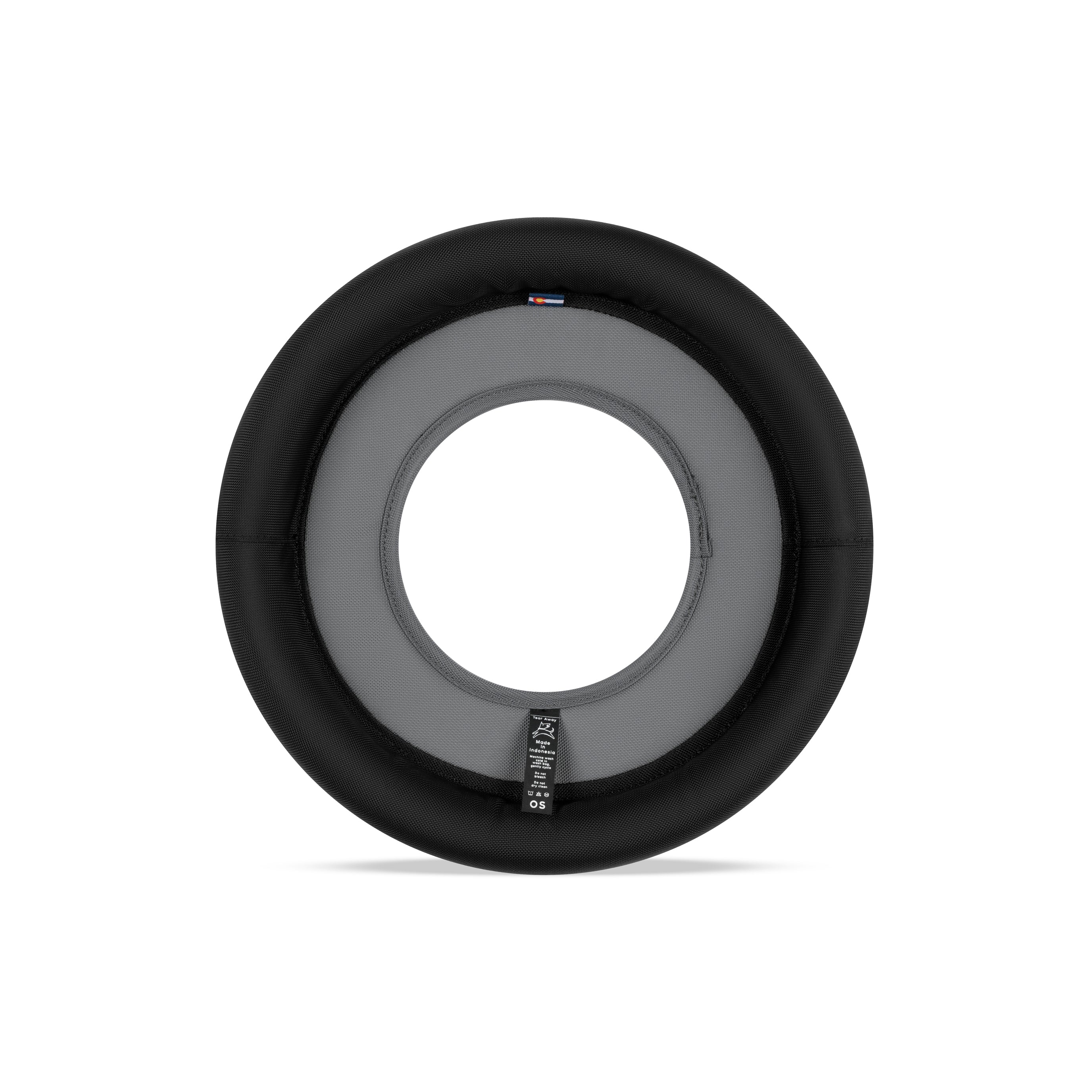 Back view of the OllyDog Super Flyer in Castle Rock color showing black padded edge and durable recycled fabric for dogs #color_castle rock