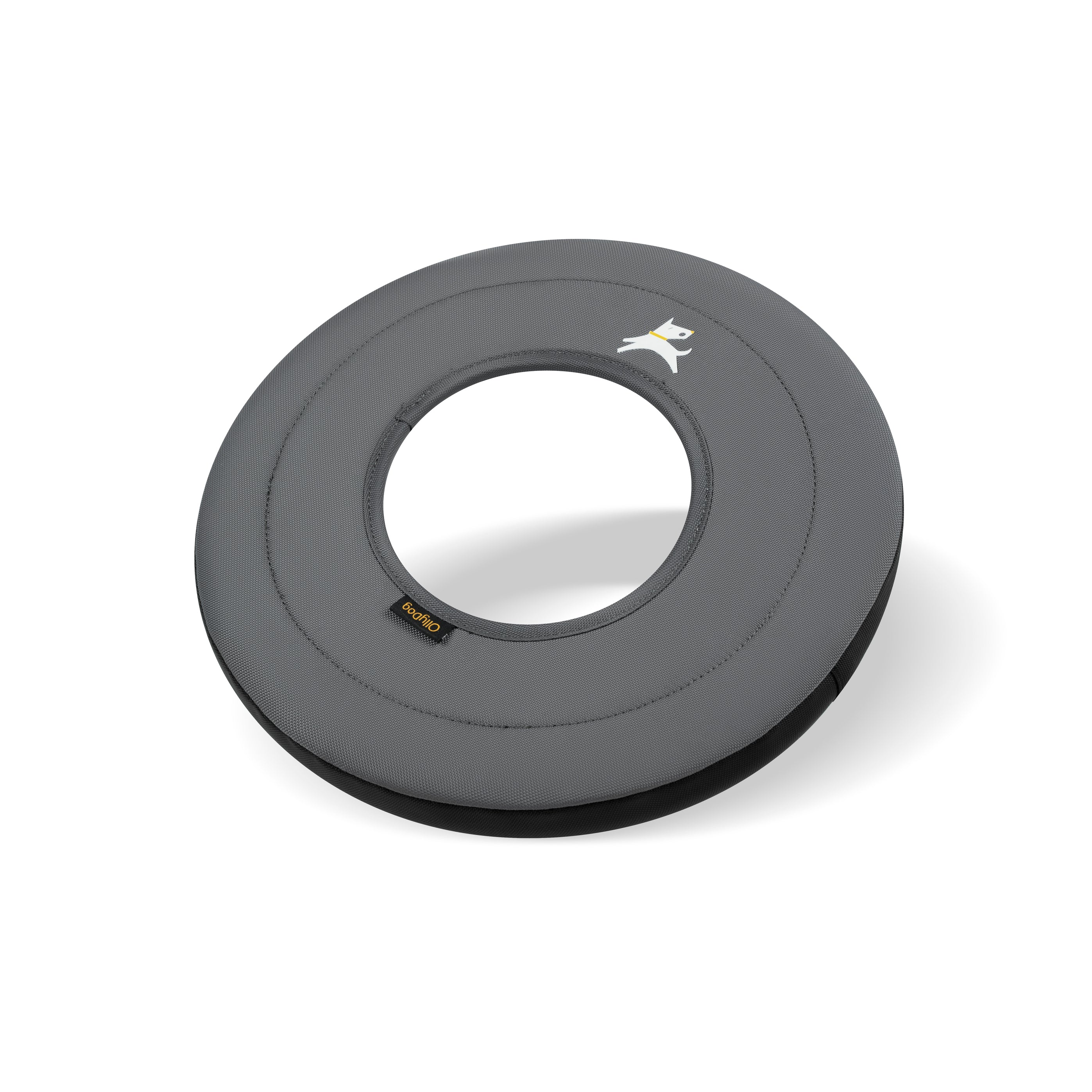 Angled side view of the OllyDog Super Flyer in Castle Rock color, a soft and durable floating frisbee made from recycled materials for dogs #color_castle rock