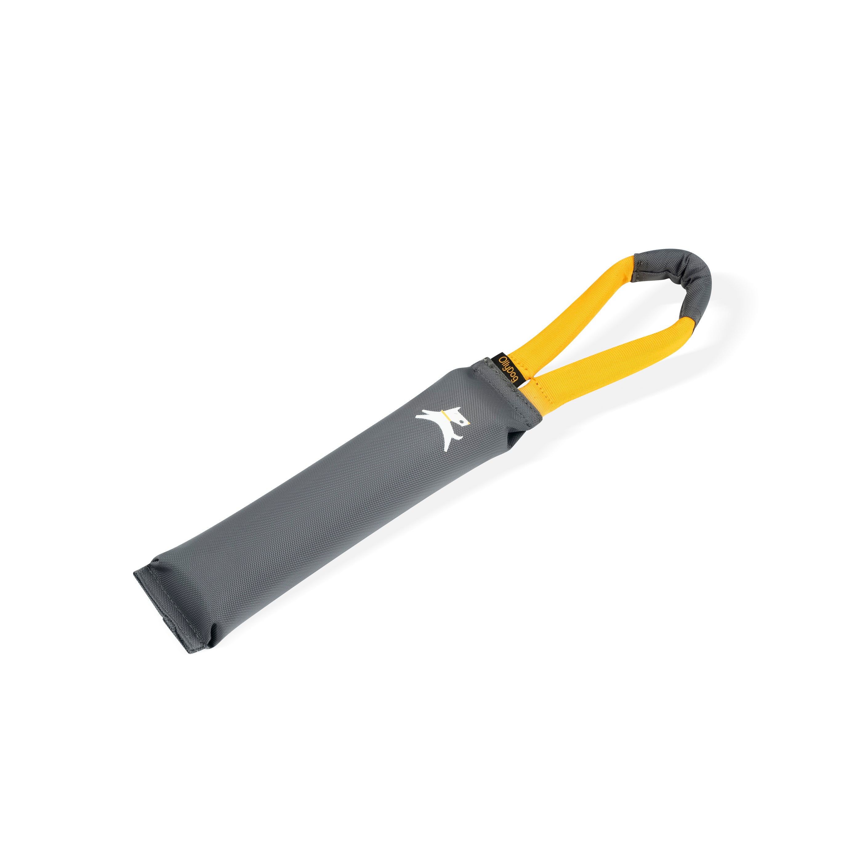 Side view of the OllyDog Tugger Toy in Castle Rock color, a lightweight recycled dog toy with a sturdy handle for tugging and throwing #color_castle rock