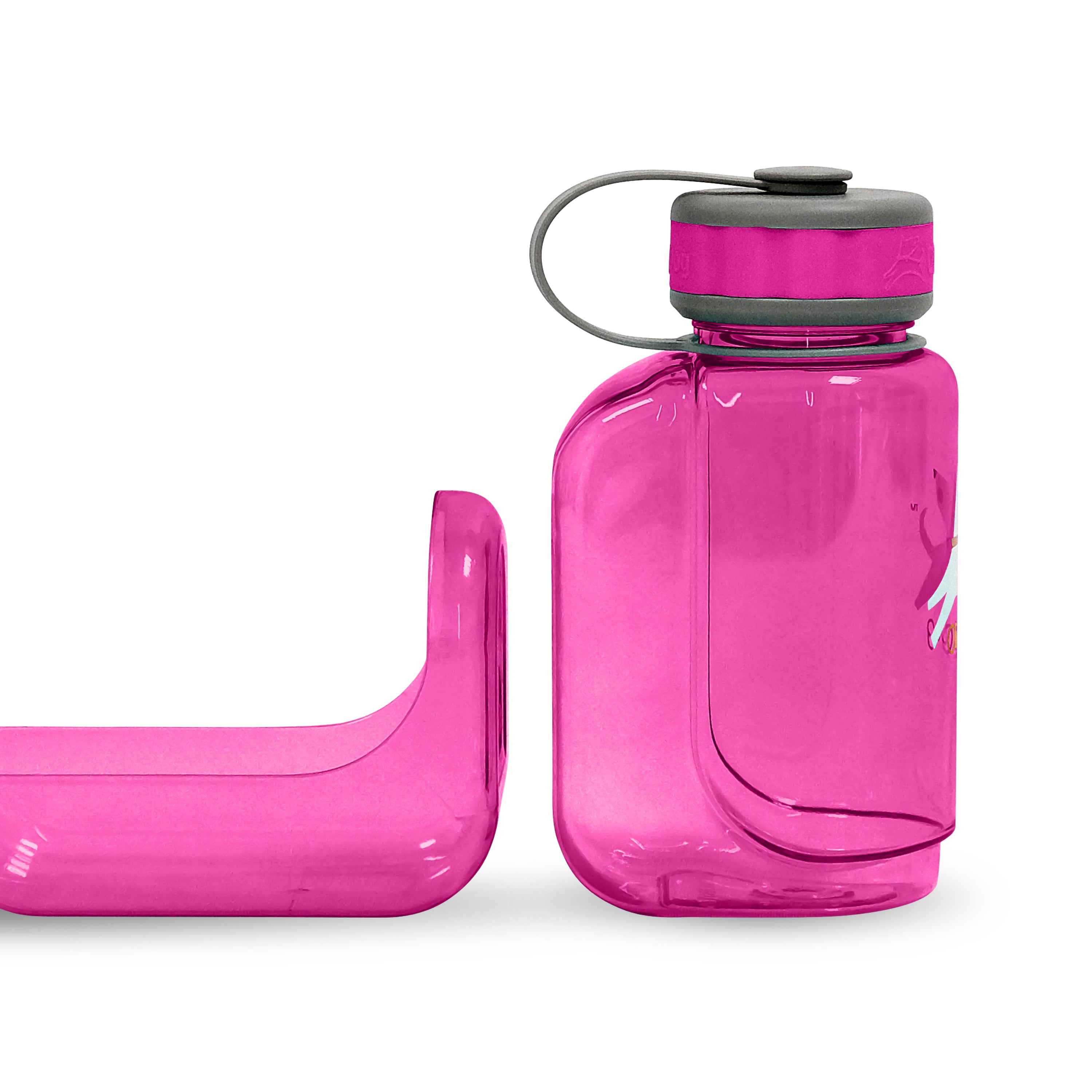 OllyBottle magenta dog water bottle with detachable bowl removed to show how to share water with your pet #size_hot pink / 600ml