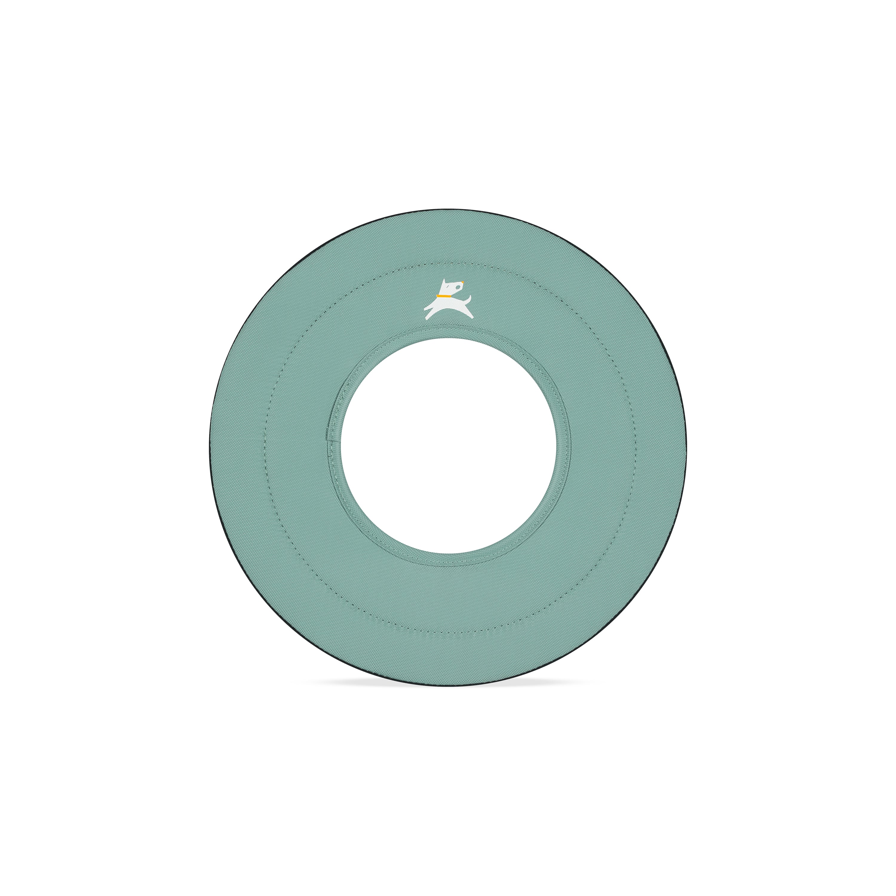 Front view of the OllyDog Mini Super Flyer dog flying disc in surf color, showcasing the lightweight, water-compatible, and easy-to-grab recycled polyester design. #color_surf