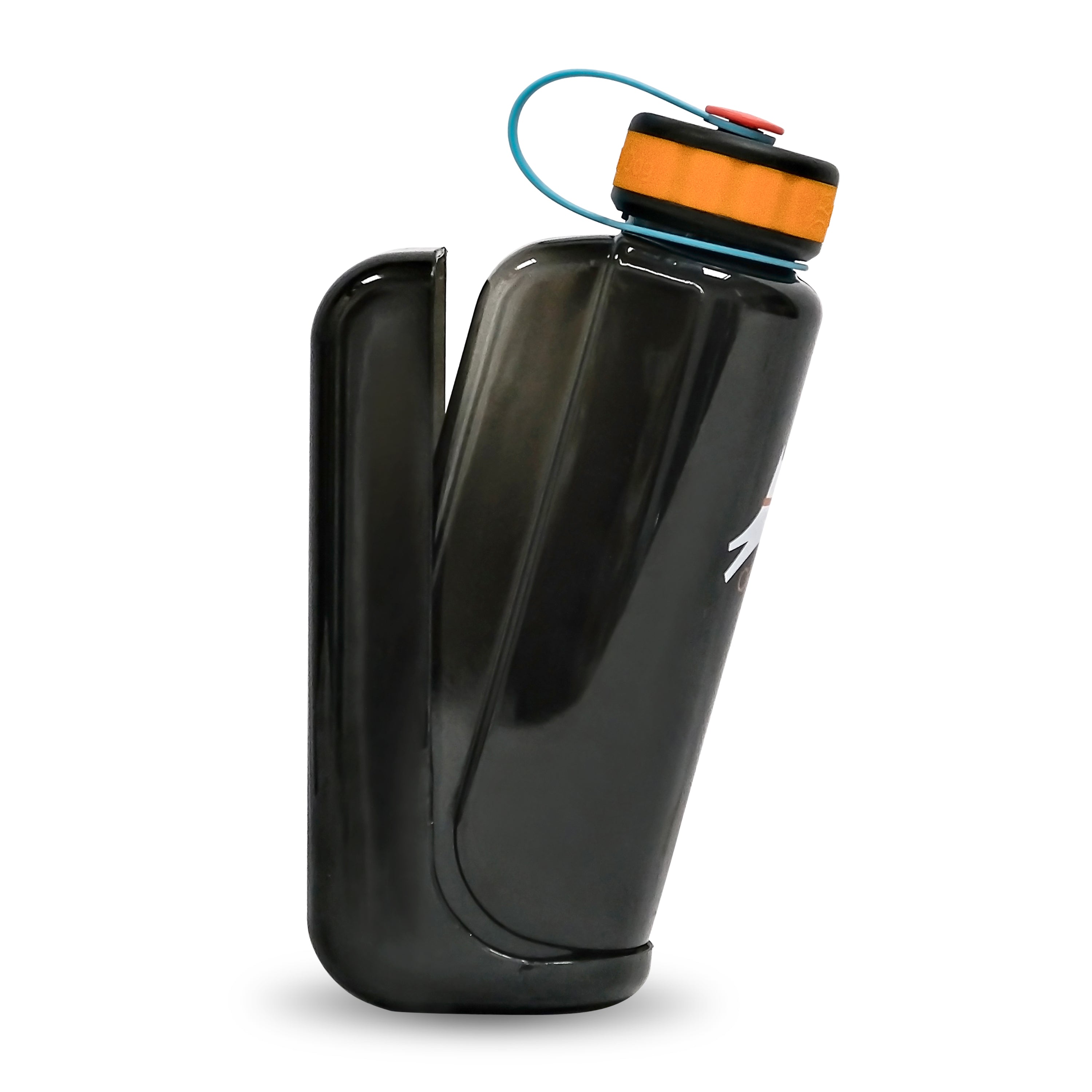 Close-up of the OllyDog OllyBottle 1L showing the detachable bowl snapping into the side of the BPA-free plastic water bottle #size_chromatic / 1l