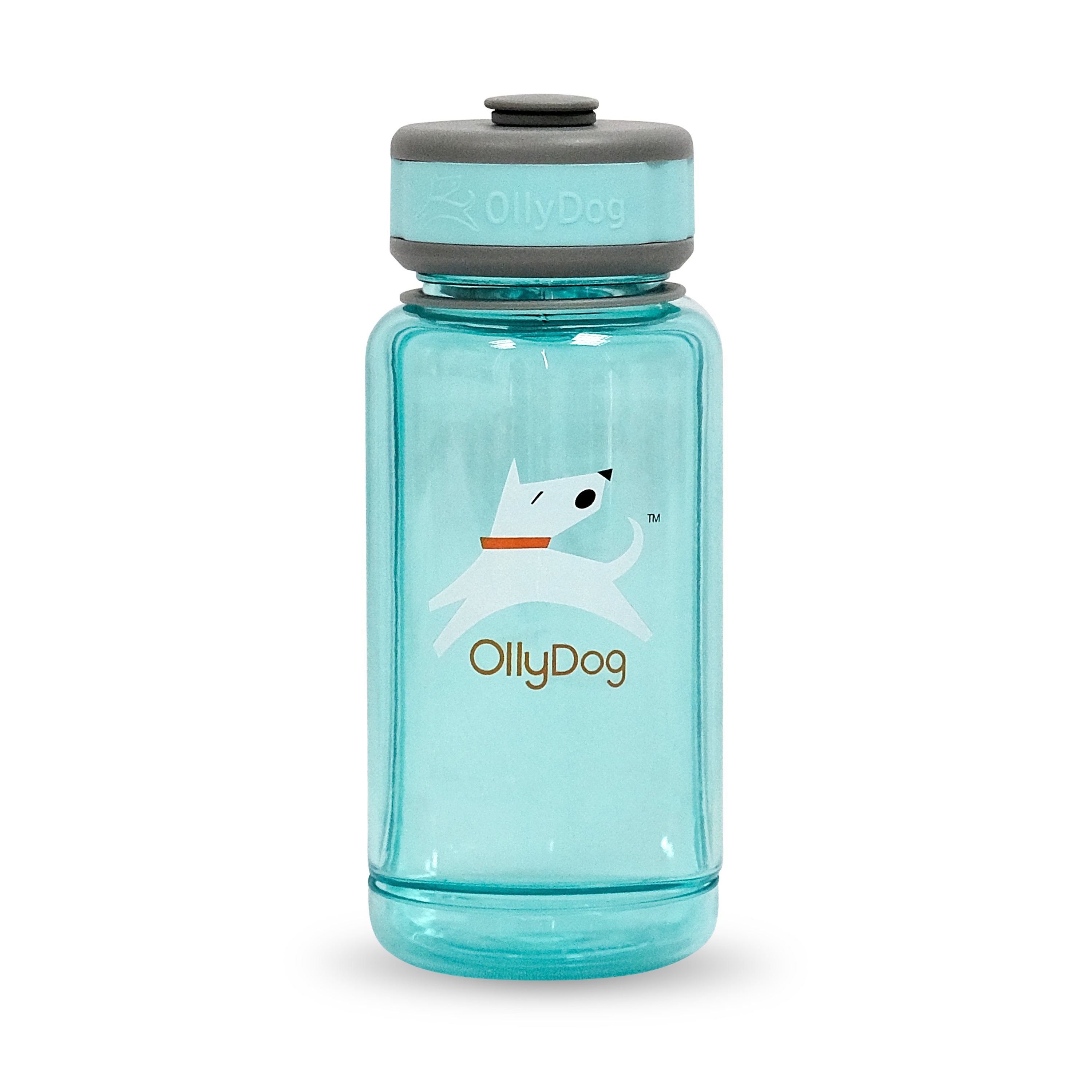 OllyDog OllyBottle 600ml in Aqua Blue, a portable BPA-free dog water bottle with a patented detachable bowl for easy outdoor sharing #size_aqua blue / 600ml