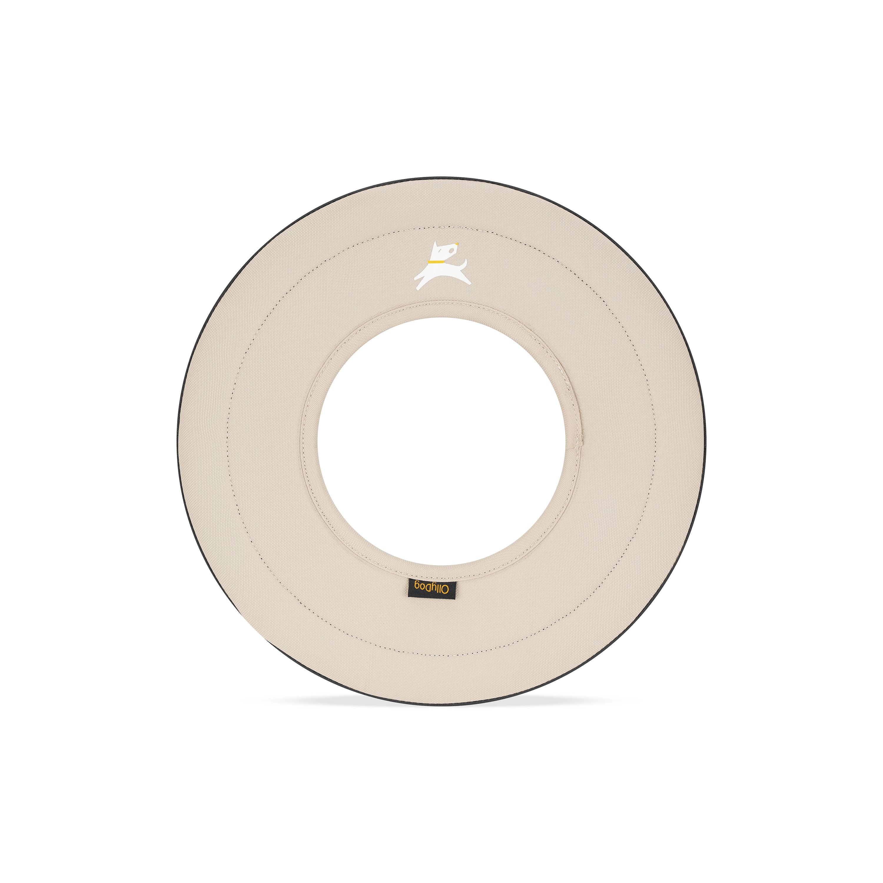 Super Flyer fabric dog frisbee in solid Con Leche color with a beige tone, circular design, and central cutout #color_con leche