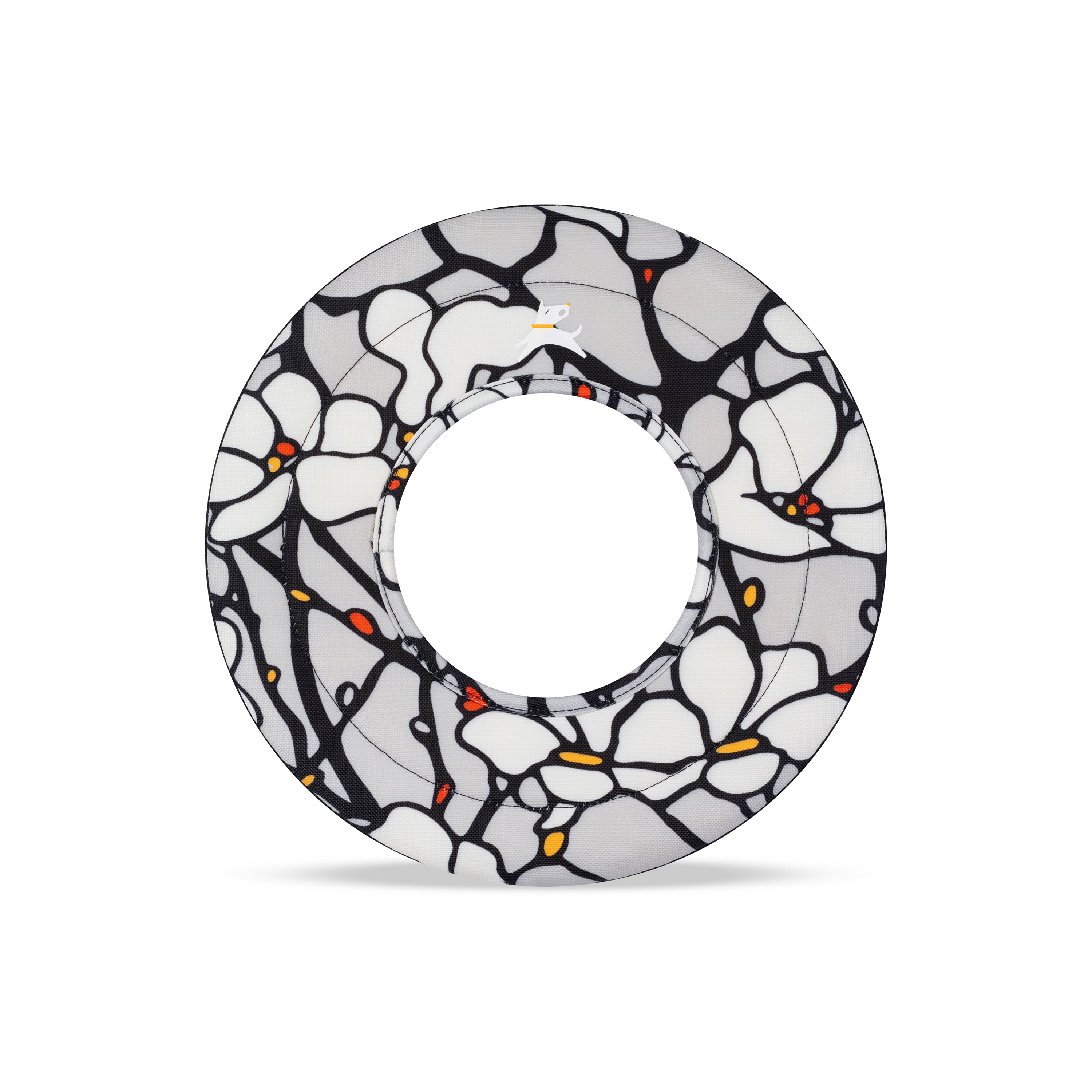 Front view of the OllyDog Super Flyer dog flying disc in magnolia color, showcasing the lightweight, water-compatible, and easy-to-grab recycled polyester design.#color_magnolia