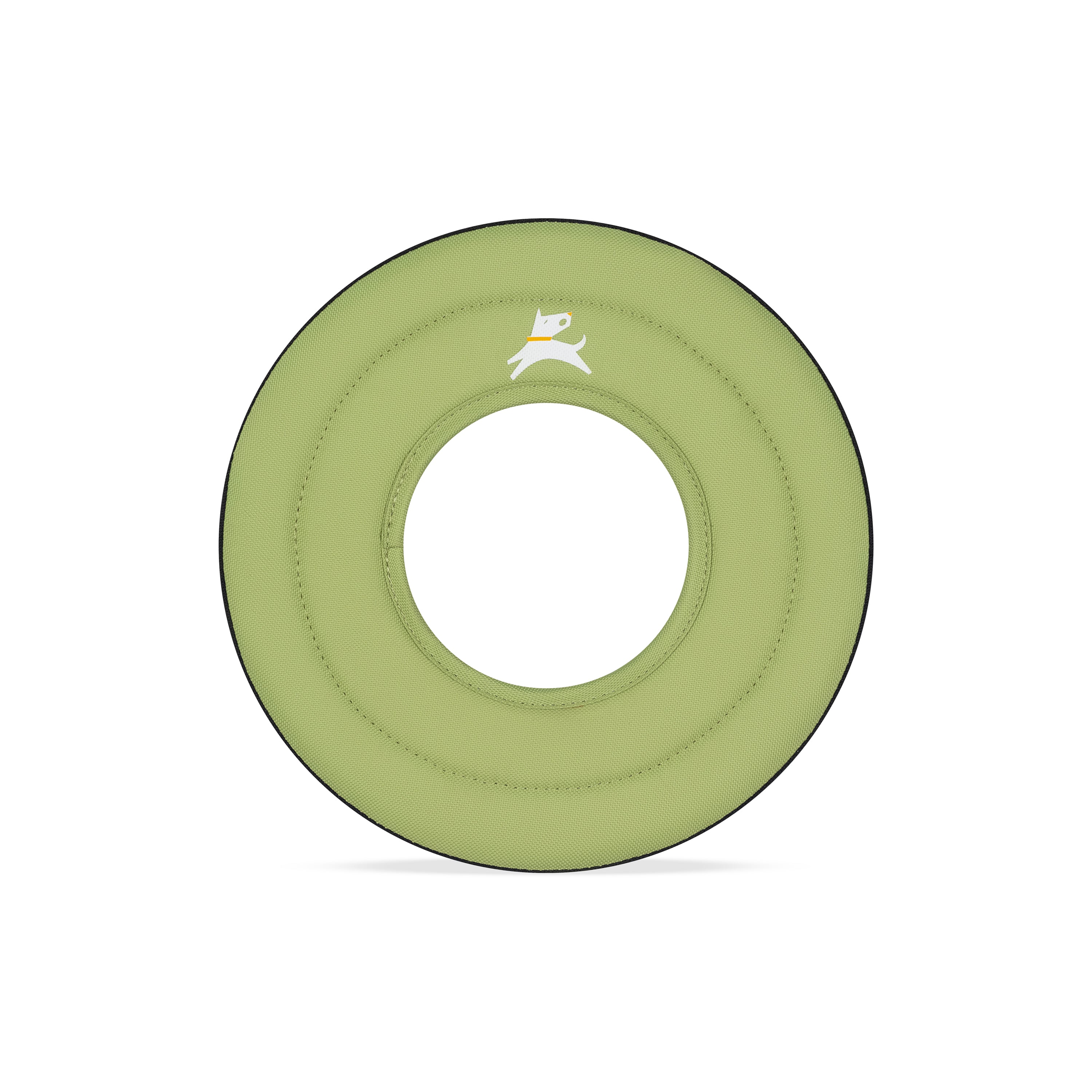 Front view of the OllyDog Super Flyer dog flying disc in palm color, showcasing the lightweight, water-compatible, and easy-to-grab recycled polyester design.#color_palm