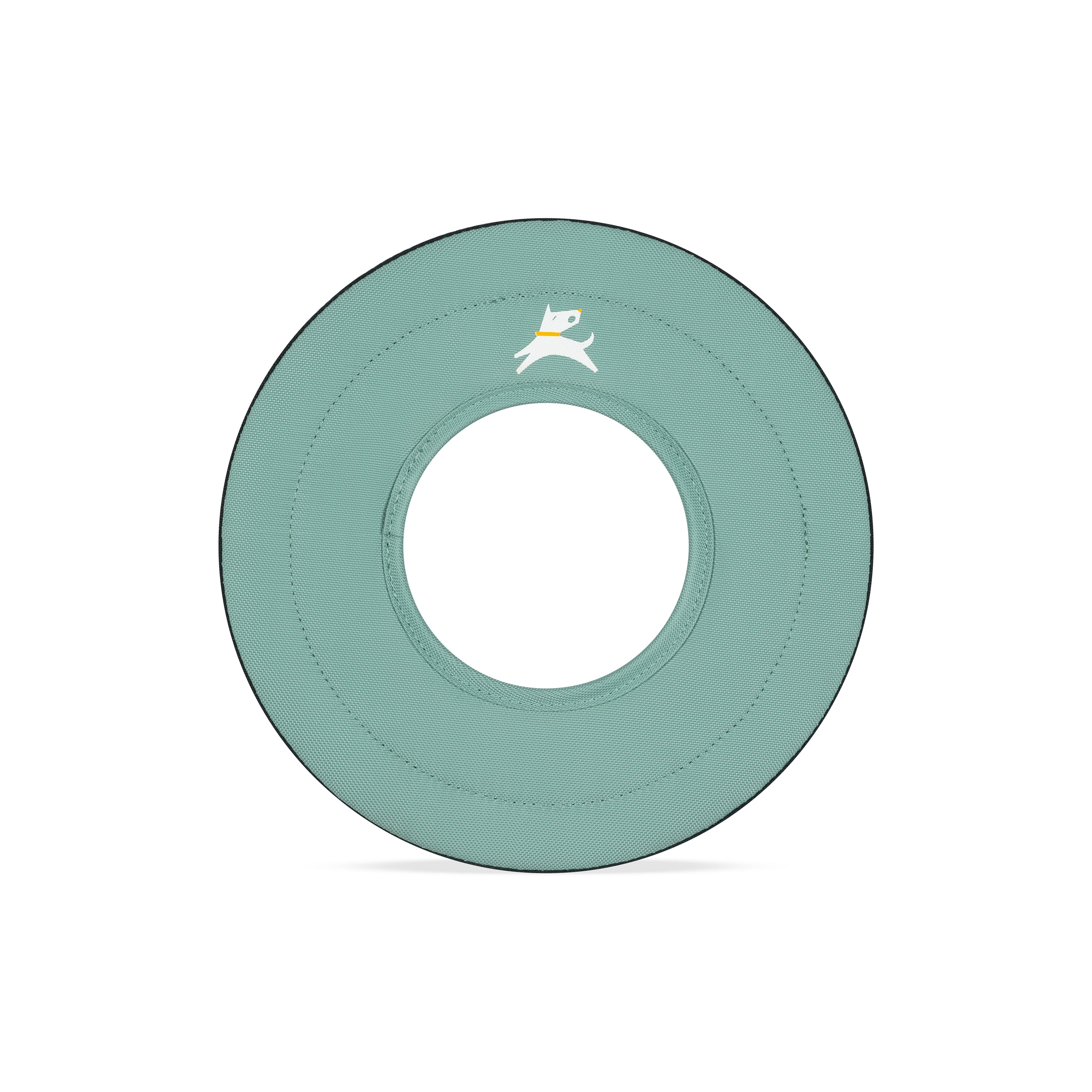 Front view of the OllyDog Super Flyer dog flying disc in surf color, showcasing the lightweight, water-compatible, and easy-to-grab recycled polyester design.#color_surf