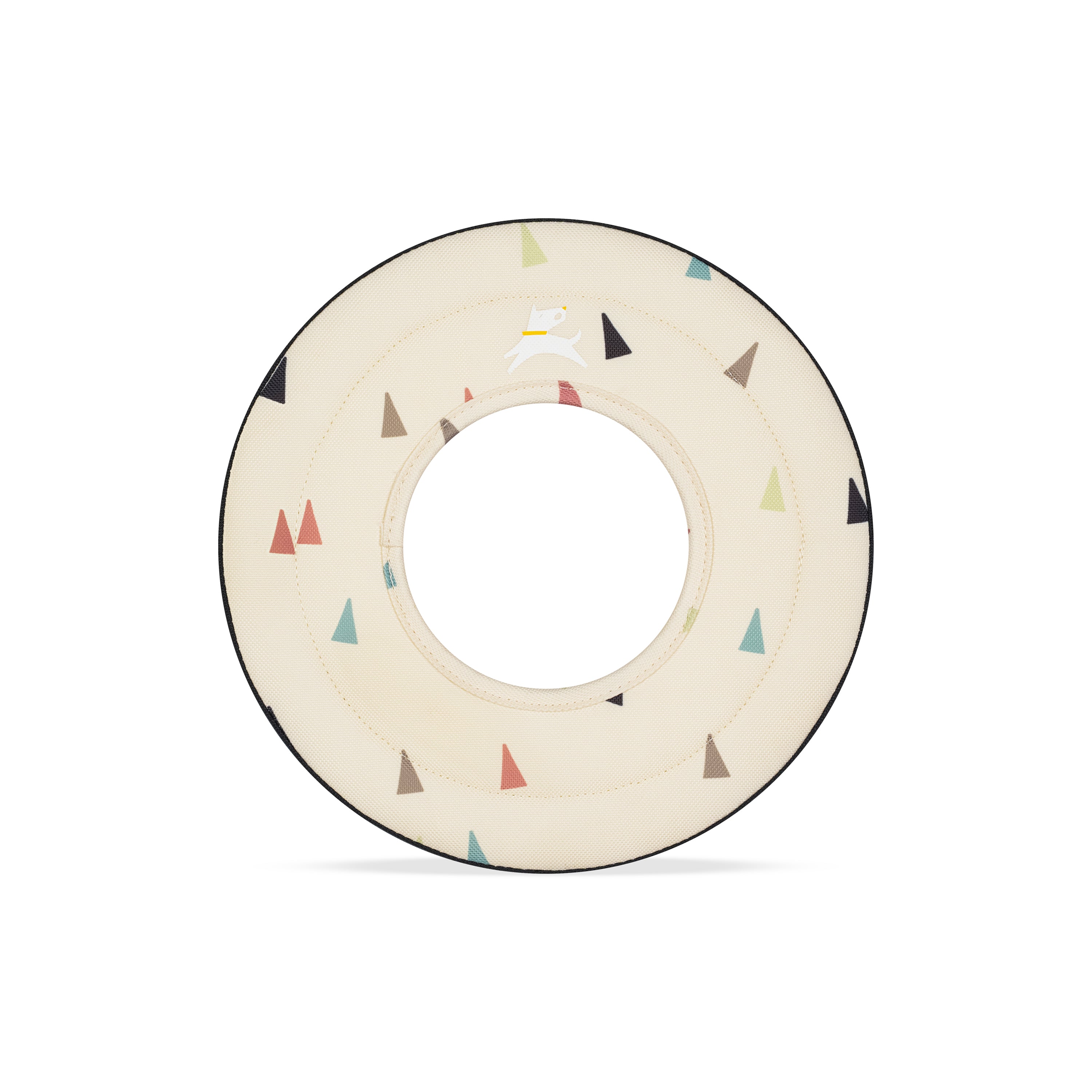 Front view of the OllyDog Super Flyer dog flying disc in terrazzo print color, showcasing the lightweight, water-compatible, and easy-to-grab recycled polyester design.#color_terrazzo
