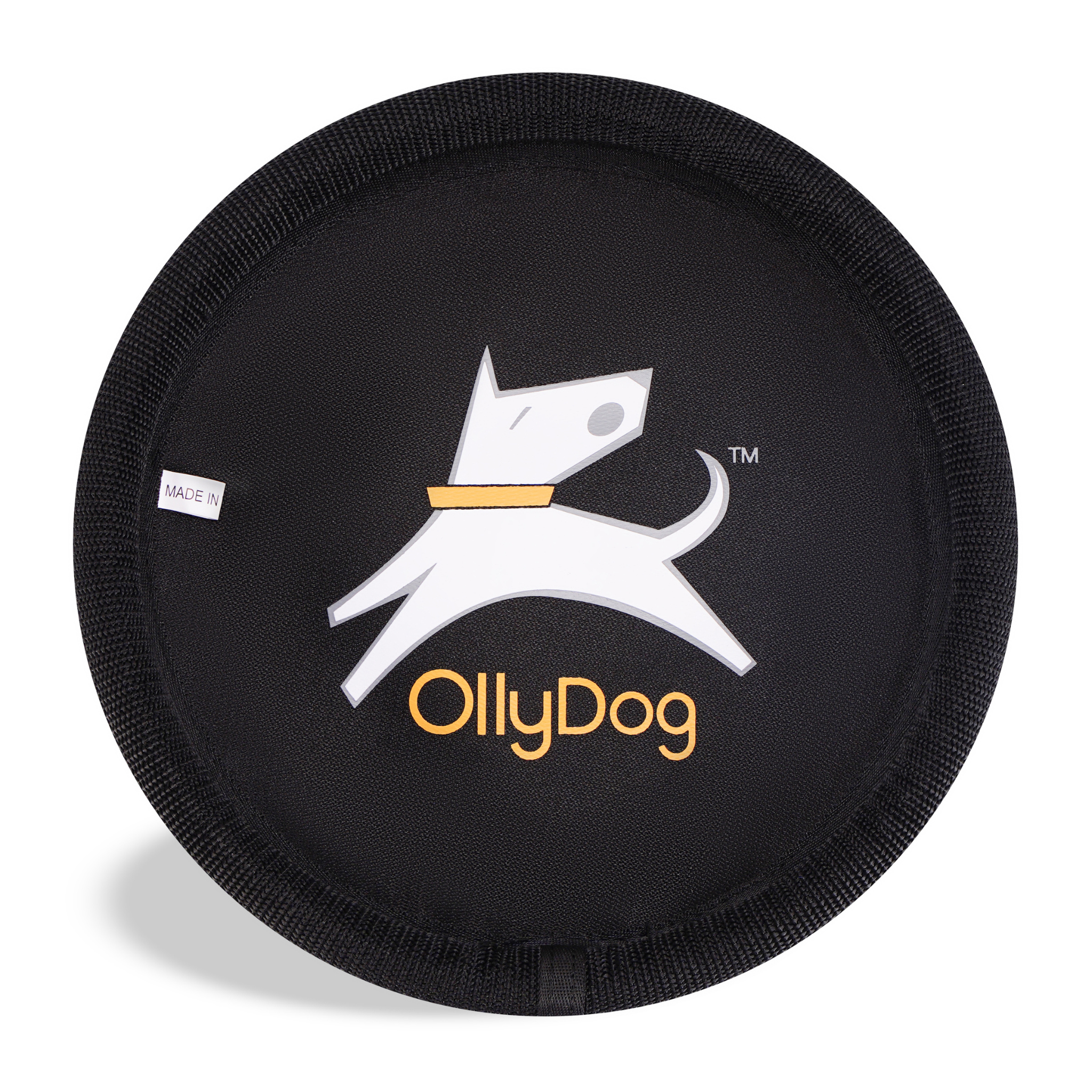 Flat behind view of OllyDog’s Flyer Disc in Strawberry, a vibrant dog frisbee toy made from durable, flexible material. This non-toxic dog toy is perfect for playing fetch and can also serve as a floating dog toy for water play, making it an ideal dog fetch toy. #color_strawberry