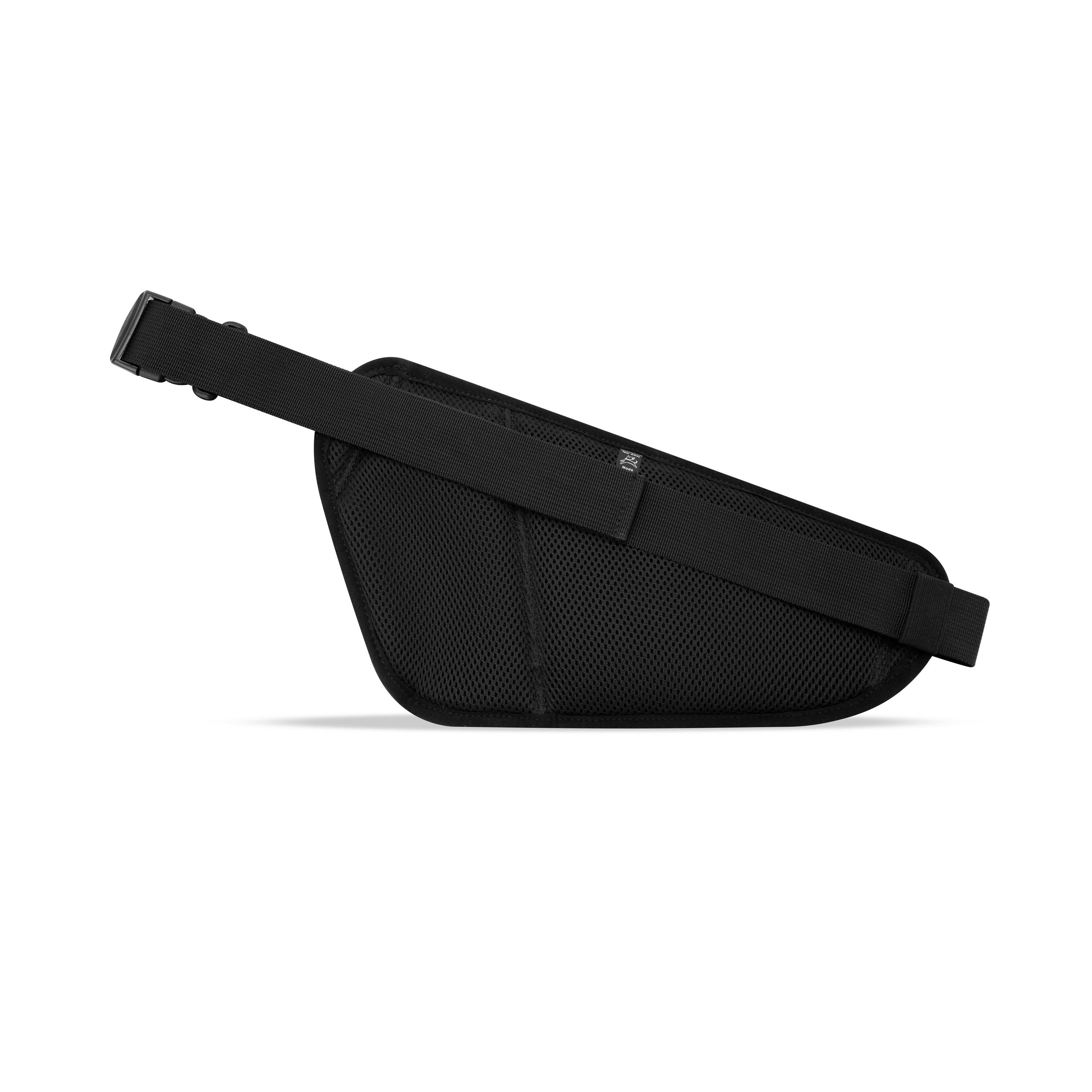 Side view of the OllyDog Hydro-Slim Pack fanny pack in Reef color, featuring a breathable mesh back panel and adjustable waist strap for added comfort and secure fit #color_reef