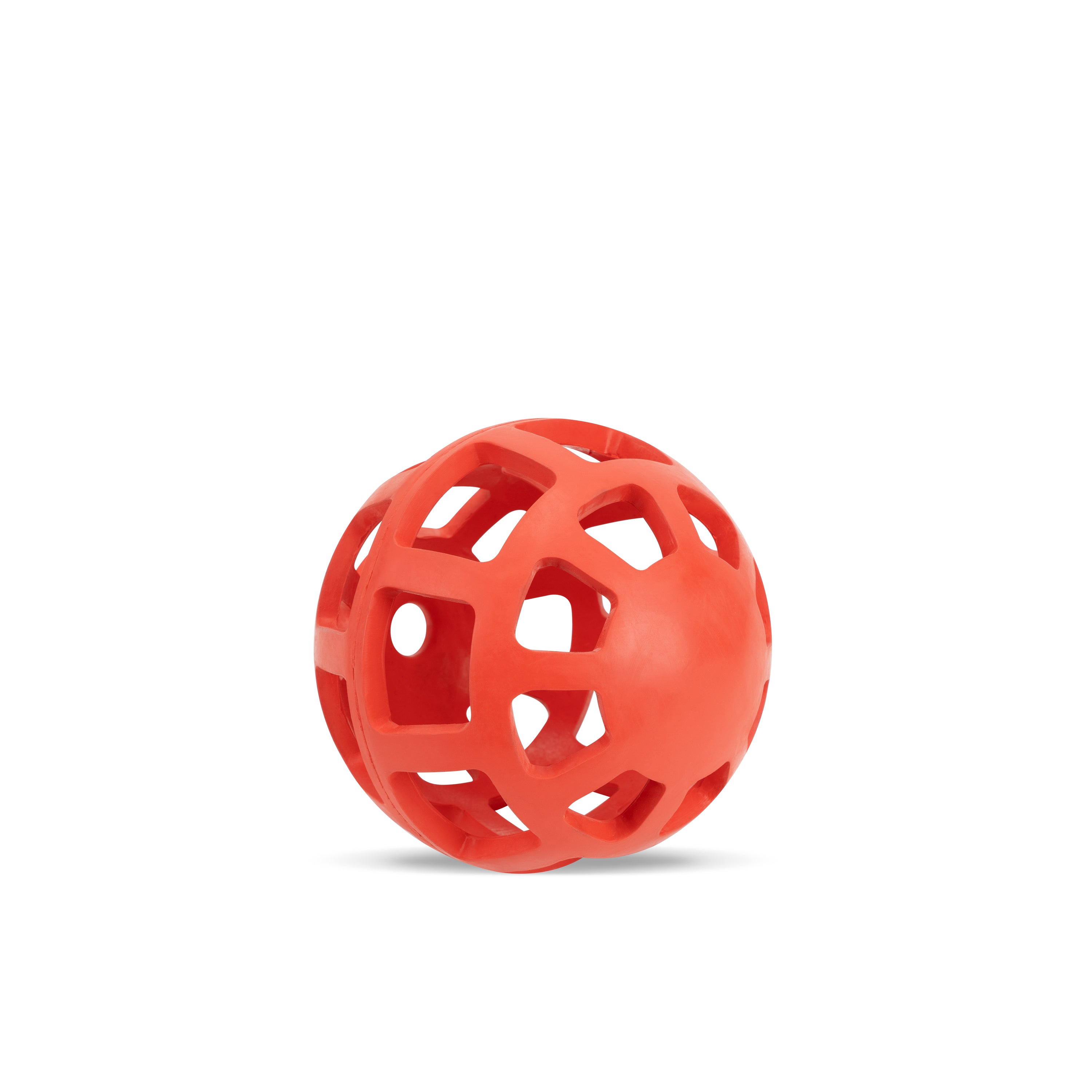 OllyDog Waffle Ball in Fiesta, 5-inch durable natural rubber dog toy. Hollow design for treat-stuffing, lightweight, non-toxic, vegan, chew-safe, for dogs under 50lbs #color_fiesta