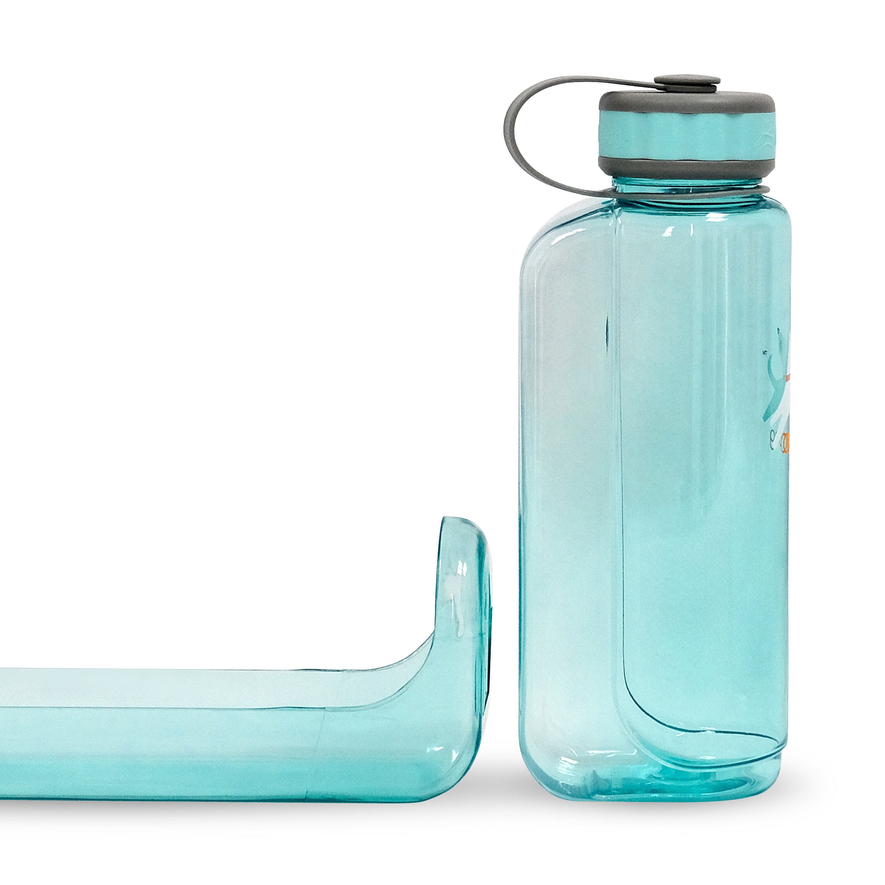 1 Liter OllyBottle in Aqua Blue with the patented detachable bowl removed to demonstrate the easy-pour sharing feature#size_aqua blue / 1l