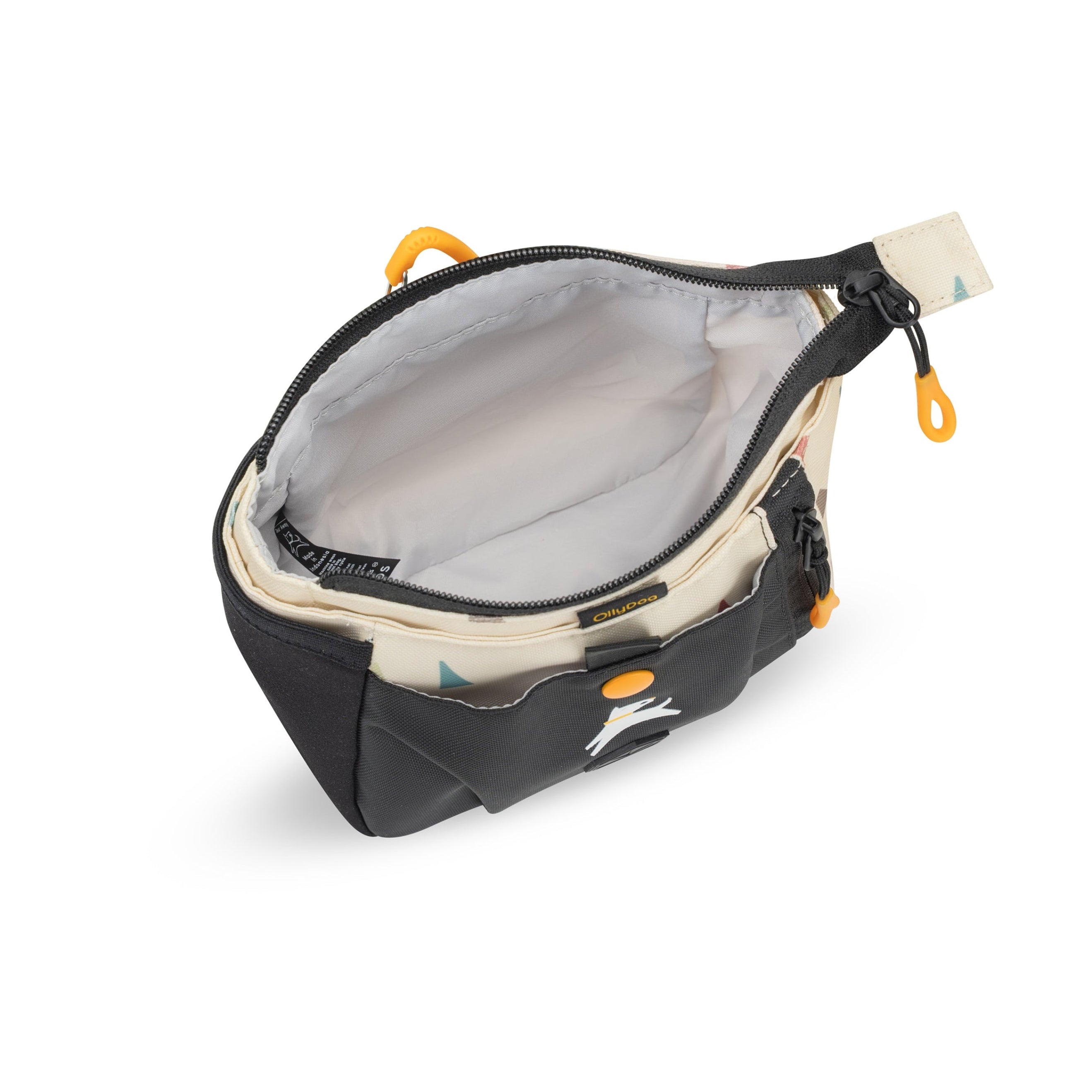 Top-down view of the OllyDog Backcountry Day Bag in terrazzo print color showing the open, roomy interior compartment to store daily essentials. #color_terrazzo