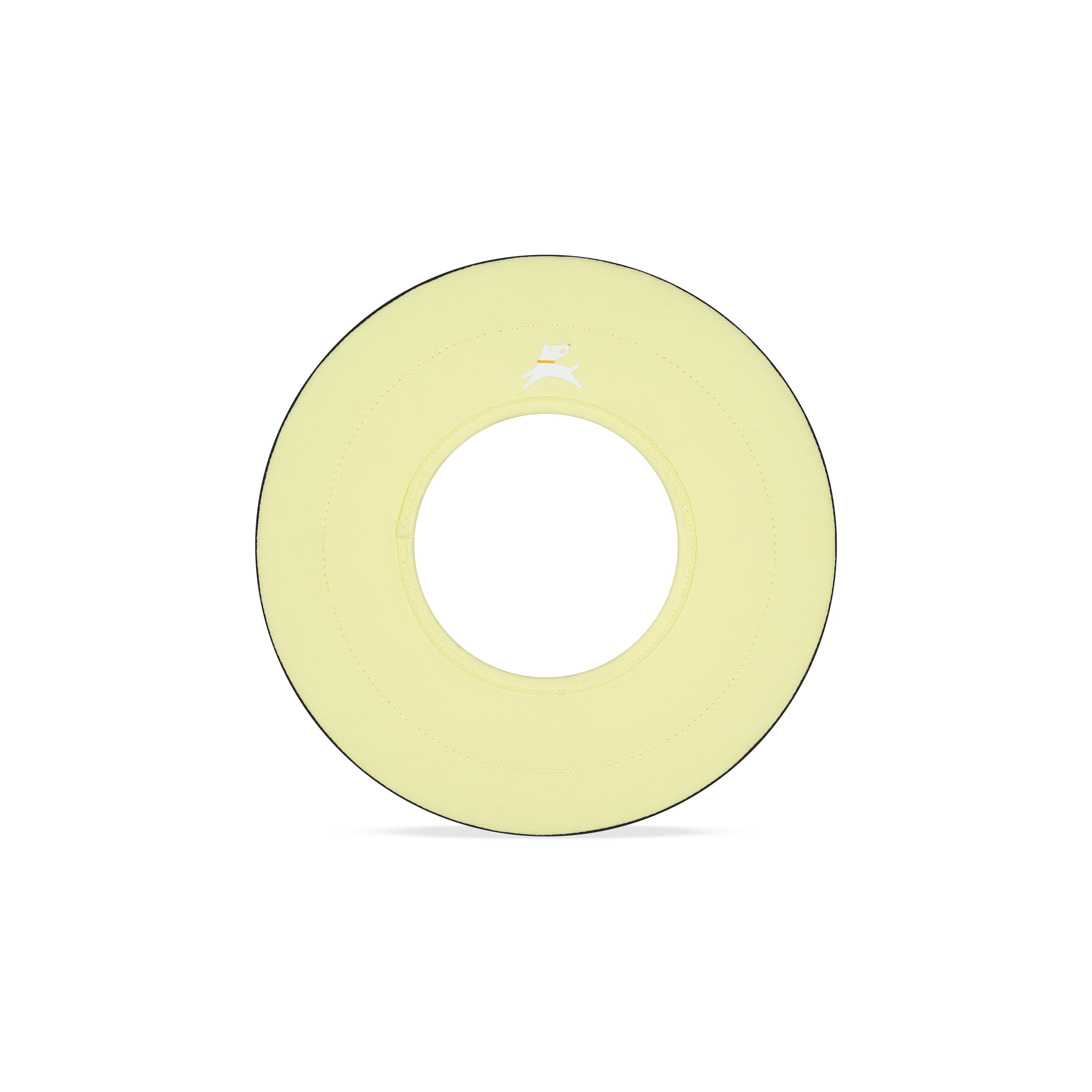 Front view of the OllyDog Mini Super Flyer dog flying disc in sol color, showcasing the lightweight, water-compatible, and easy-to-grab recycled polyester design. #color_sol