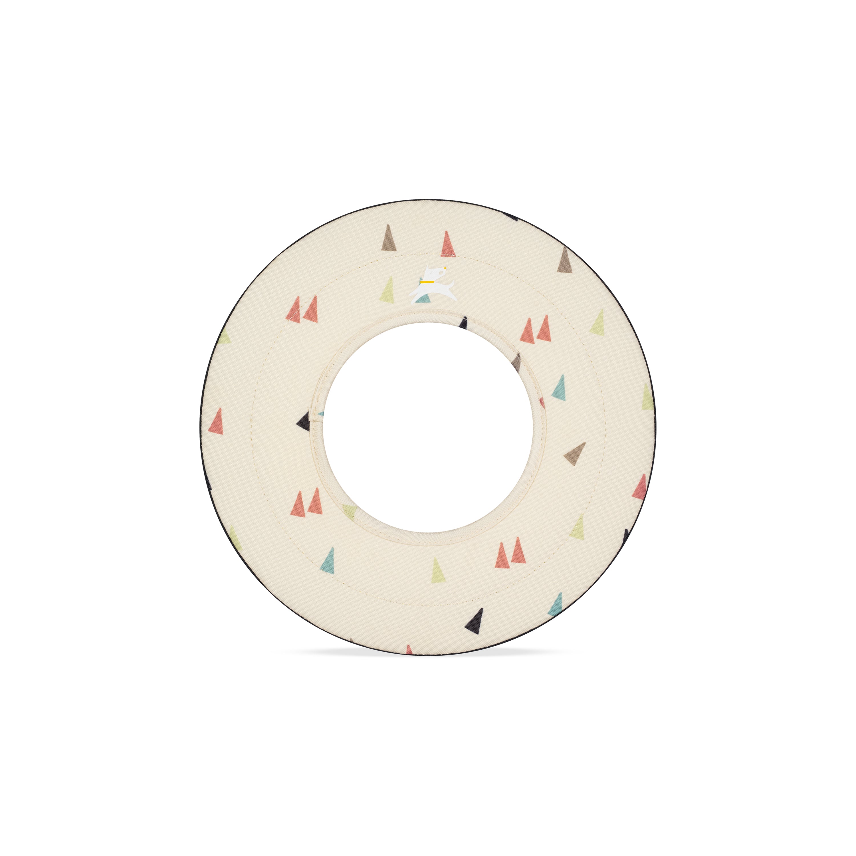 Front view of the OllyDog Mini Super Flyer dog flying disc in terrazzo print color, showcasing the lightweight, water-compatible, and easy-to-grab recycled polyester design. #color_terrazzo