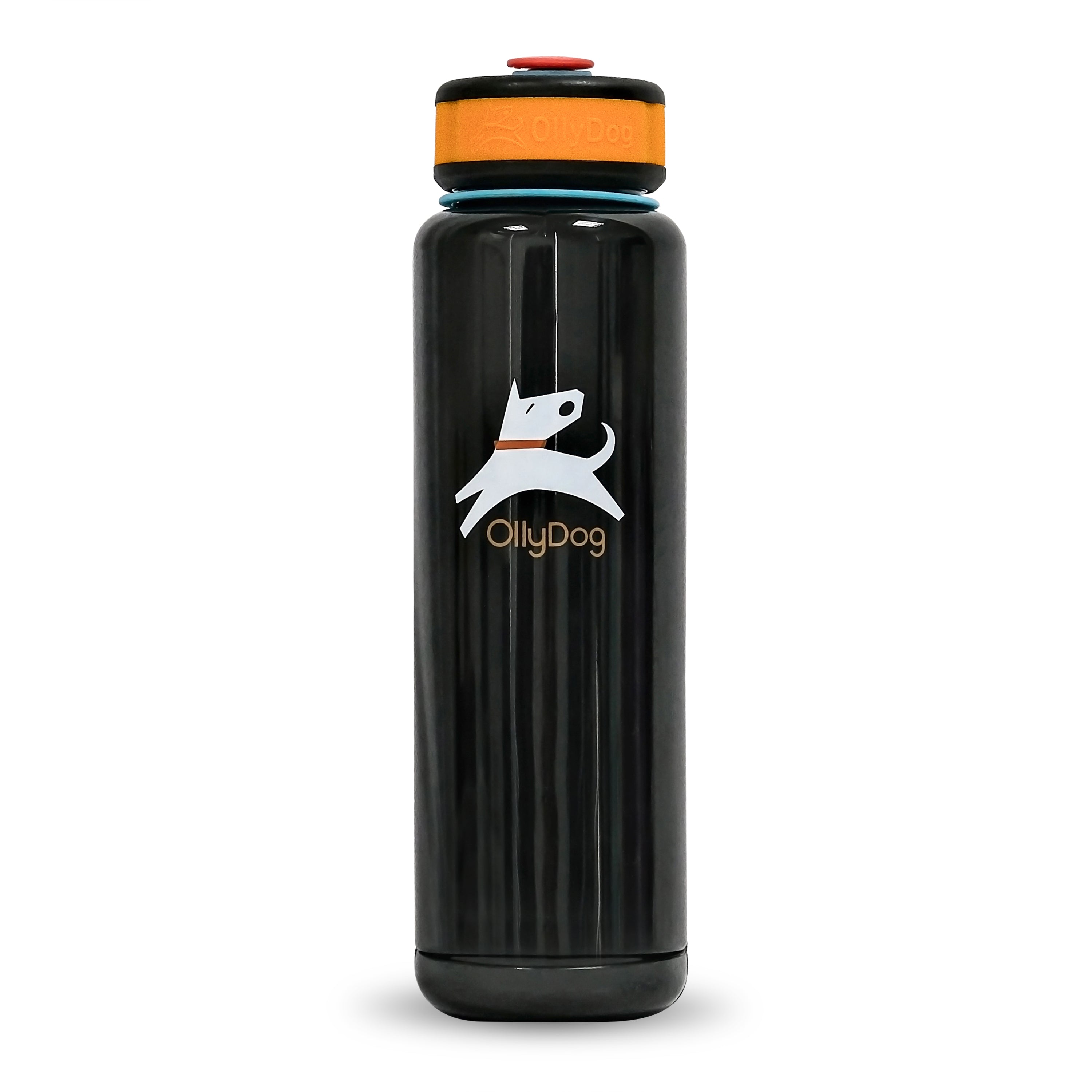 OllyDog OllyBottle 1L in Chromatic black, a BPA-free portable water dispenser with an integrated travel bowl for dogs #size_chromatic / 1l