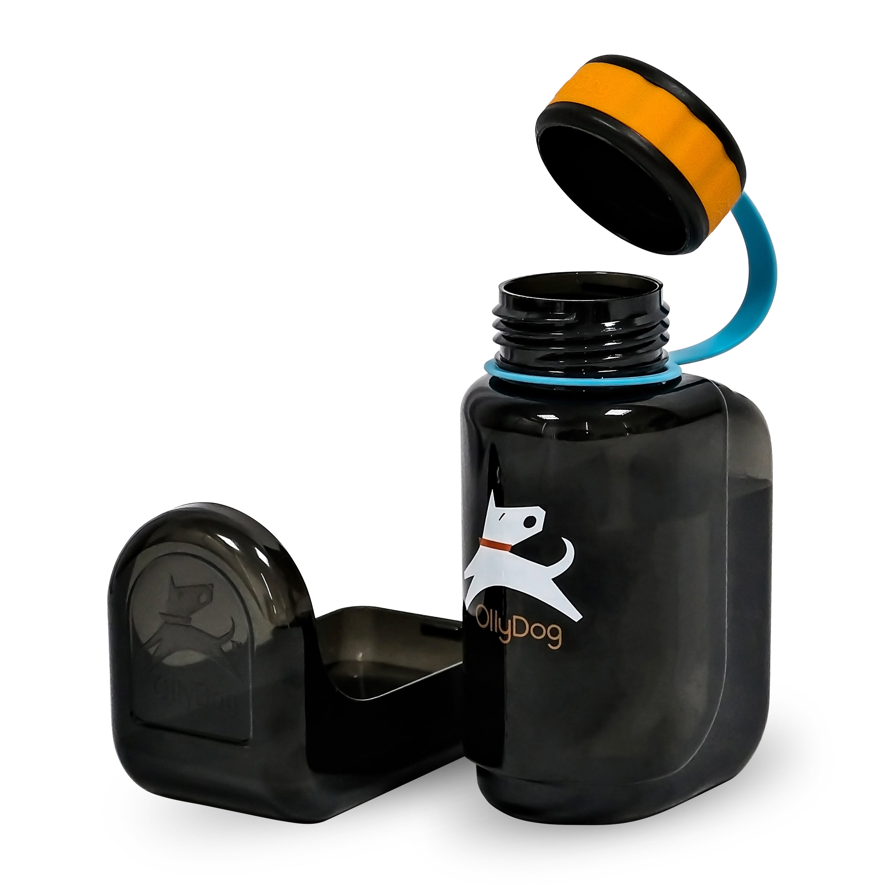 Compact 600ml travel dog water bottle and BPA-free bowl attachment, perfect for daily walks and outdoor pet hydration #size_chromatic / 600ml