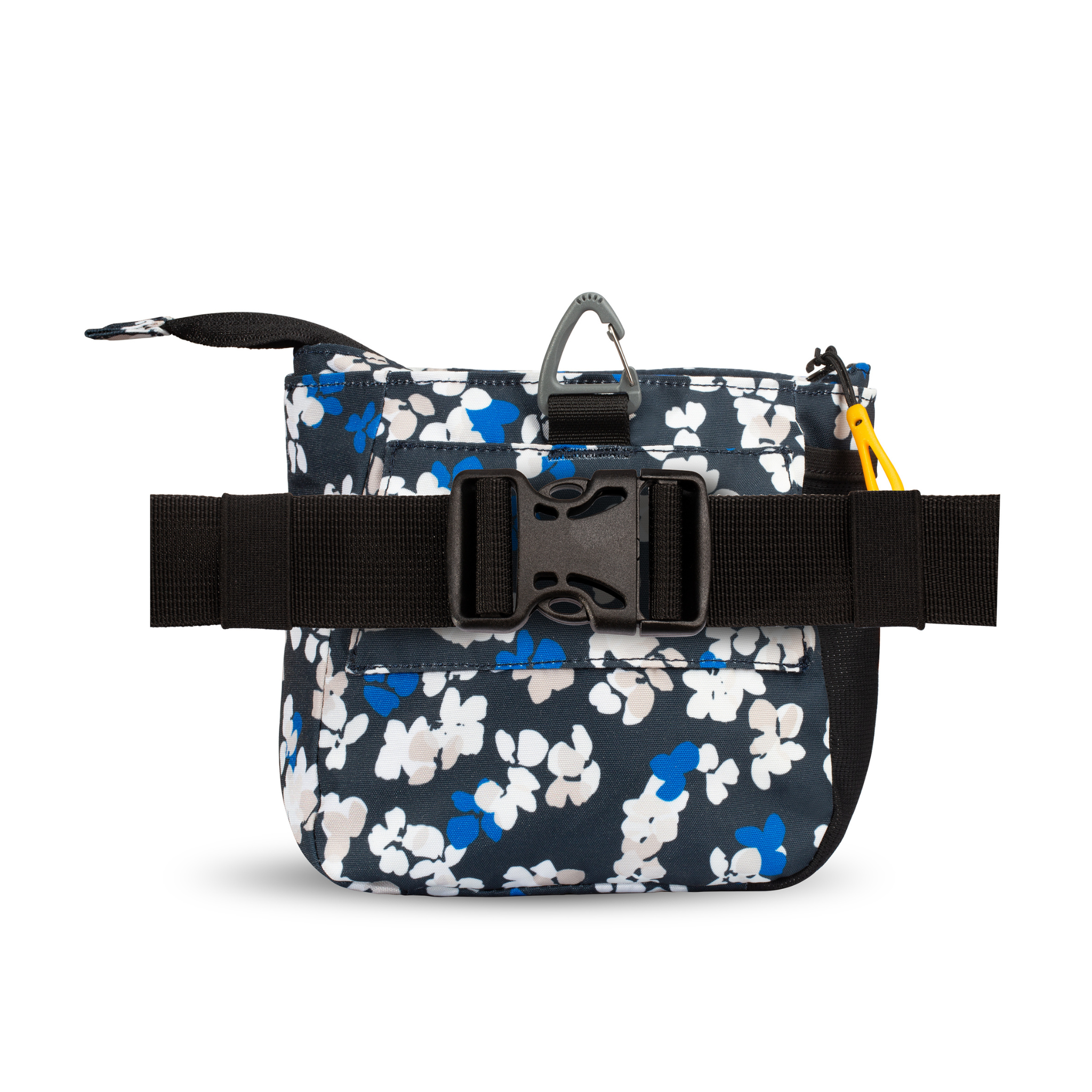 Back view of OllyDog’s Backcountry Day Bag in Lotus, showcasing the removable belt strap with a plastic buckle. This versatile dog training pouch also includes a convenient clip, making it become one of essential dog walking accessories. #color_lotus