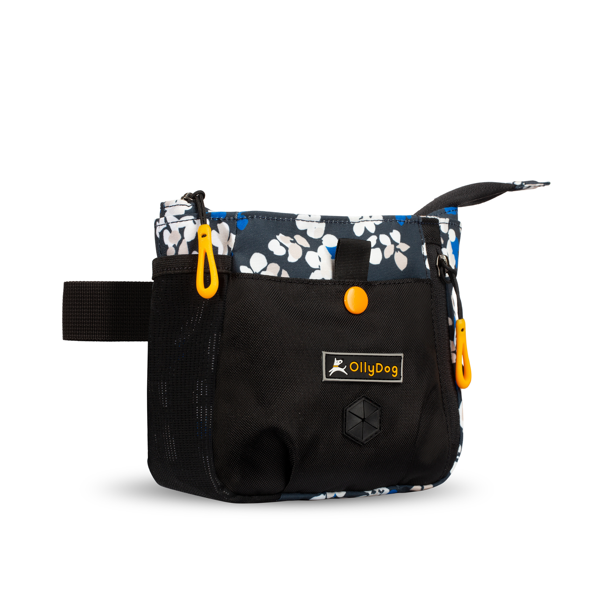 Angled front view of OllyDog’s Backcountry Day Bag in Lotus, a versatile dog walking waist pack featuring a zipper closure, dog poop bag holder, and extended side pocket. Ideal for hiking with dogs, this roomy bag offers adjustable straps for hands-free convenience, perfect for dog friendly trails and essential dog hiking gear. #color_lotus