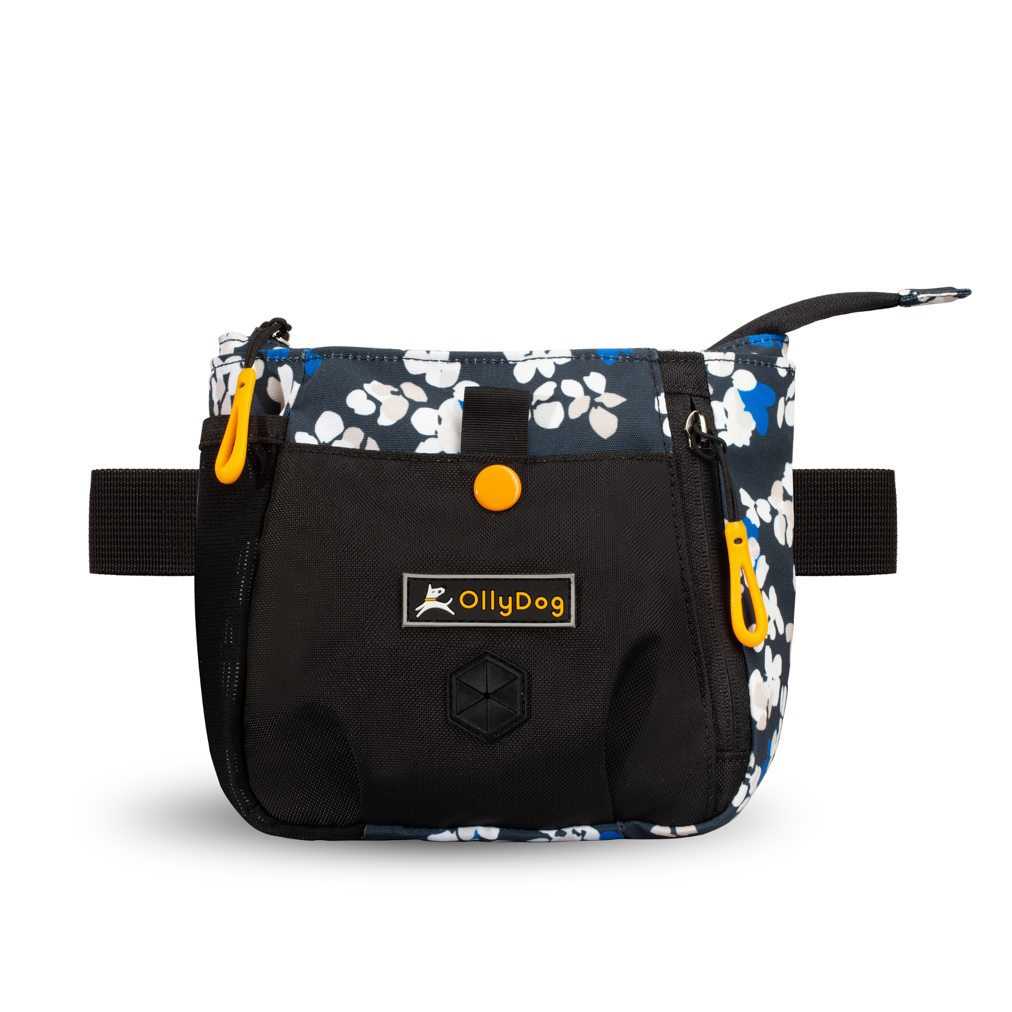 Flat front view of OllyDog’s Backcountry Day Bag in Lotus, a practical dog walking waist pack featuring a zipper closure, dog poop bag holder, and adjustable waist strap. Ideal for hands-free dog training and perfect for hiking with dogs. Add Backountry Day Bag to your collection of dog walking accessories. #color_lotus